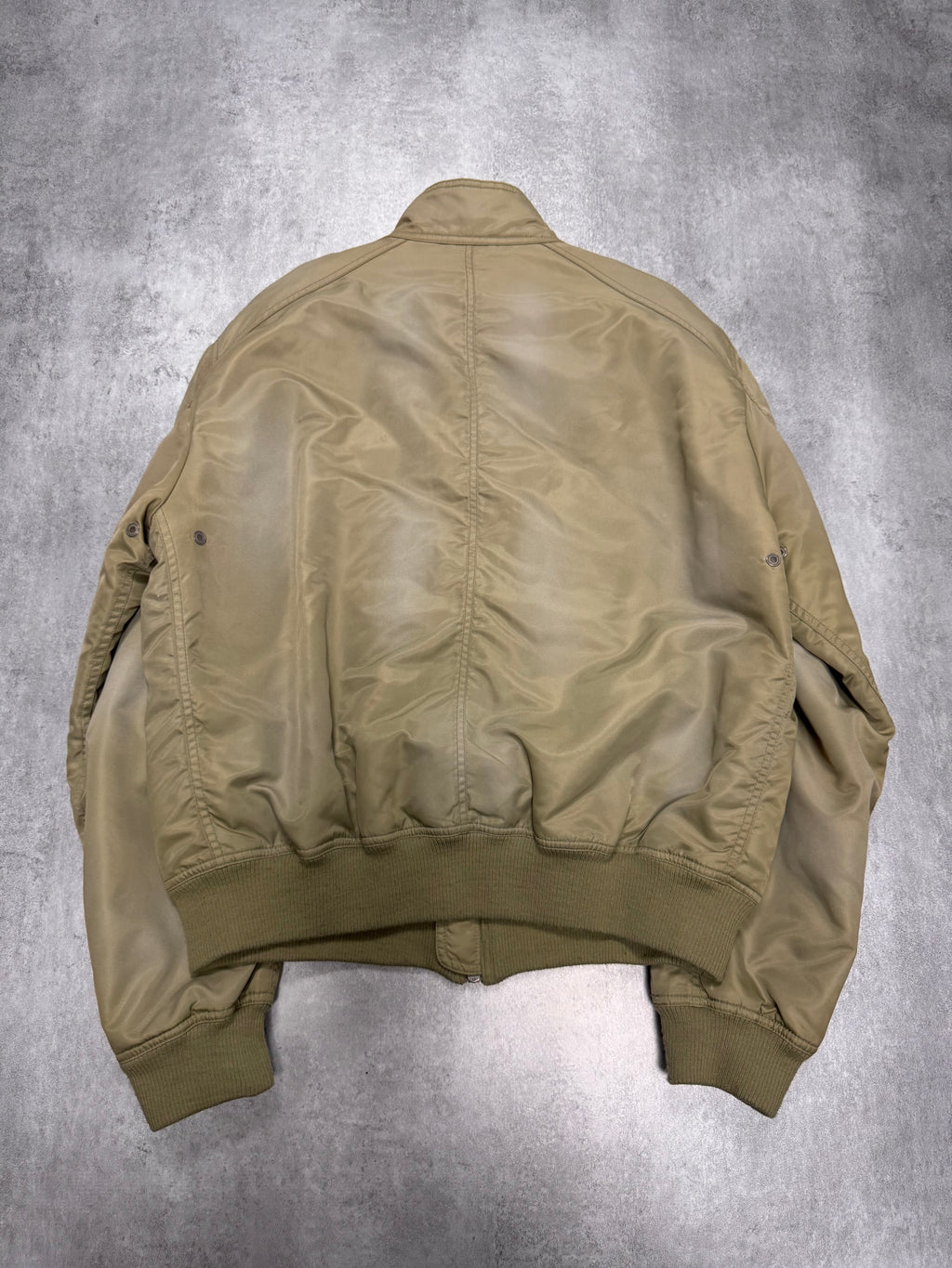 2000s Armani Beige Washed Utility Drift Bomber Jacket