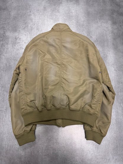 2000s Armani Beige Washed Utility Drift Bomber Jacket (L/XL)