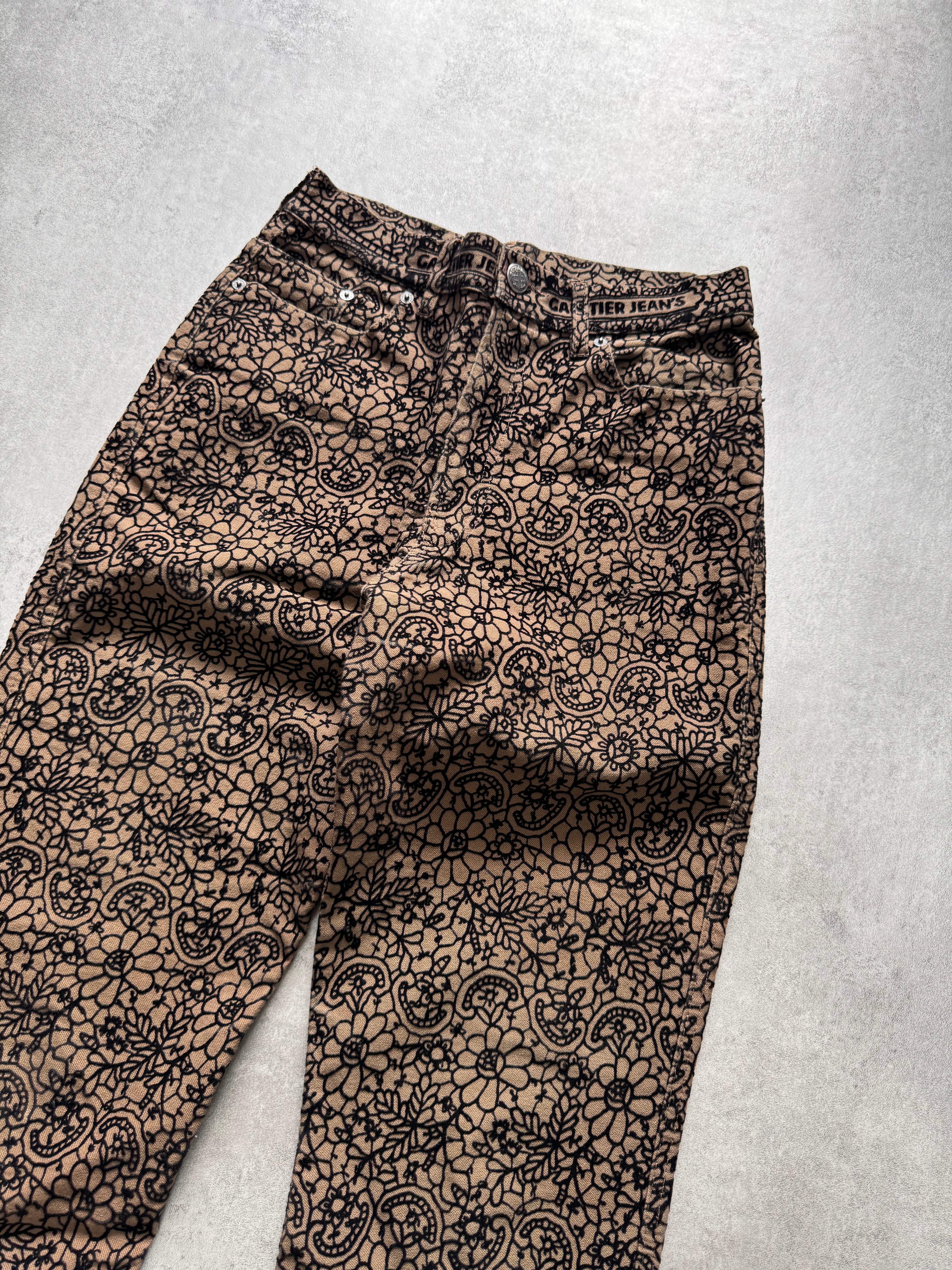 1990s Jean Paul Gaultier Glamour Velvet Kaki Denim Pants