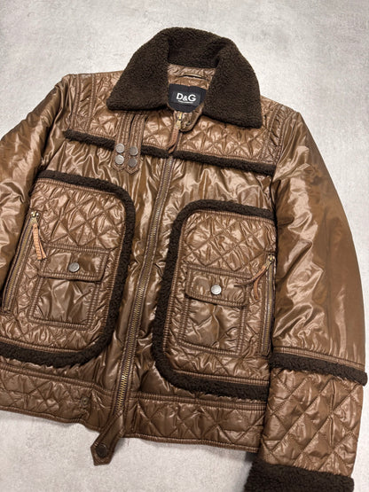 2000s Dolce & Gabbana Shearling Brown Mafia Jacket (M)