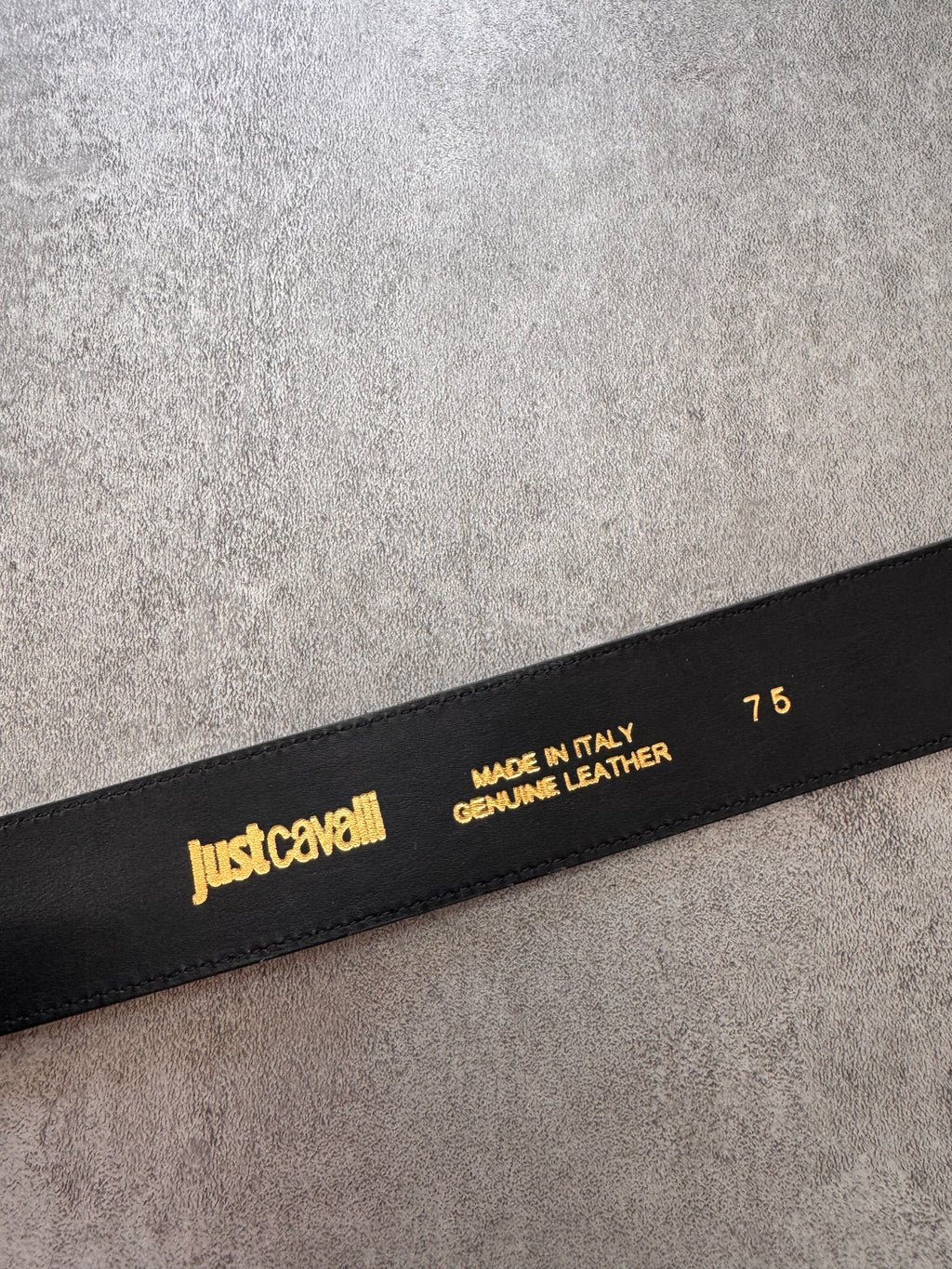 Cavalli Snake Buckle Black Leather Belt