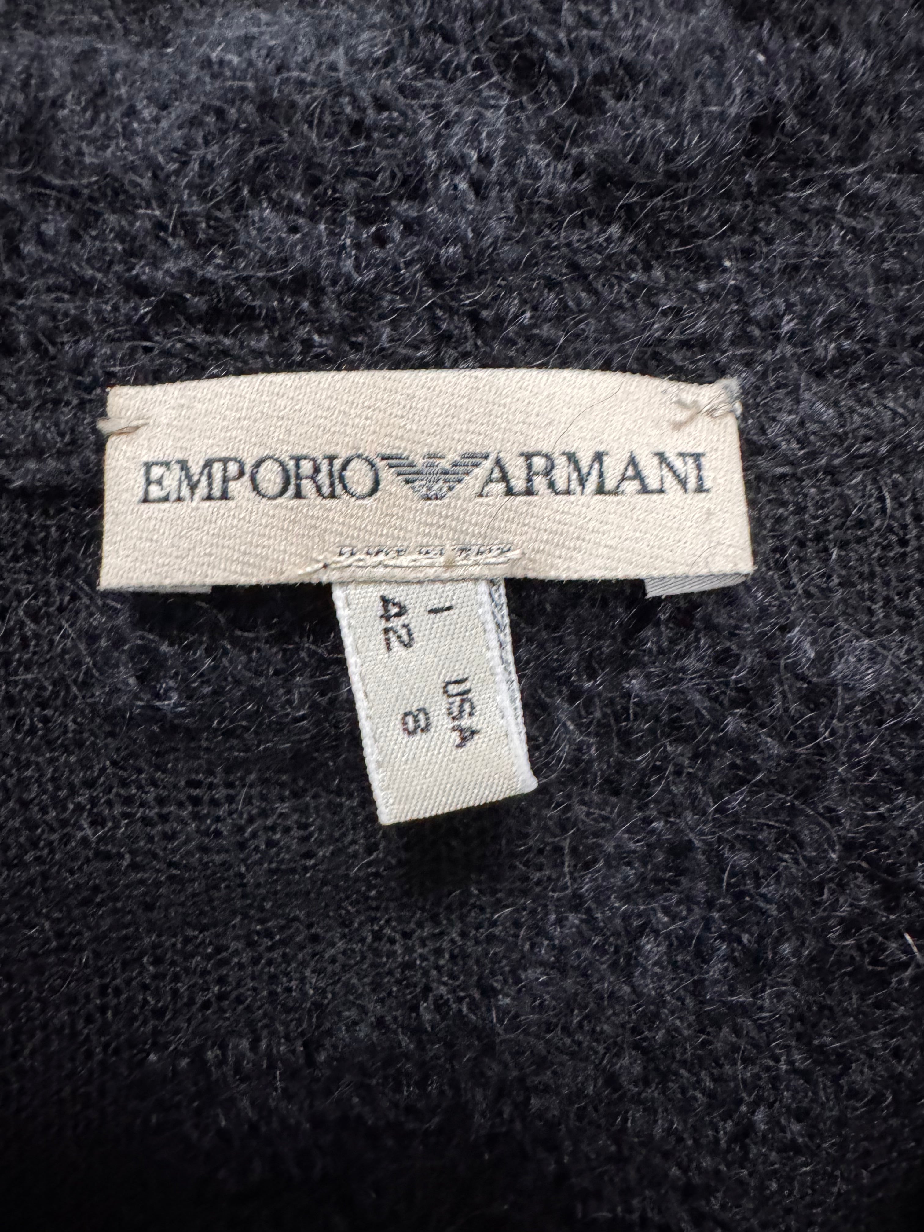 2000s Emporio Armani Wool 3D Shapes Cropped Buttoned Sweater