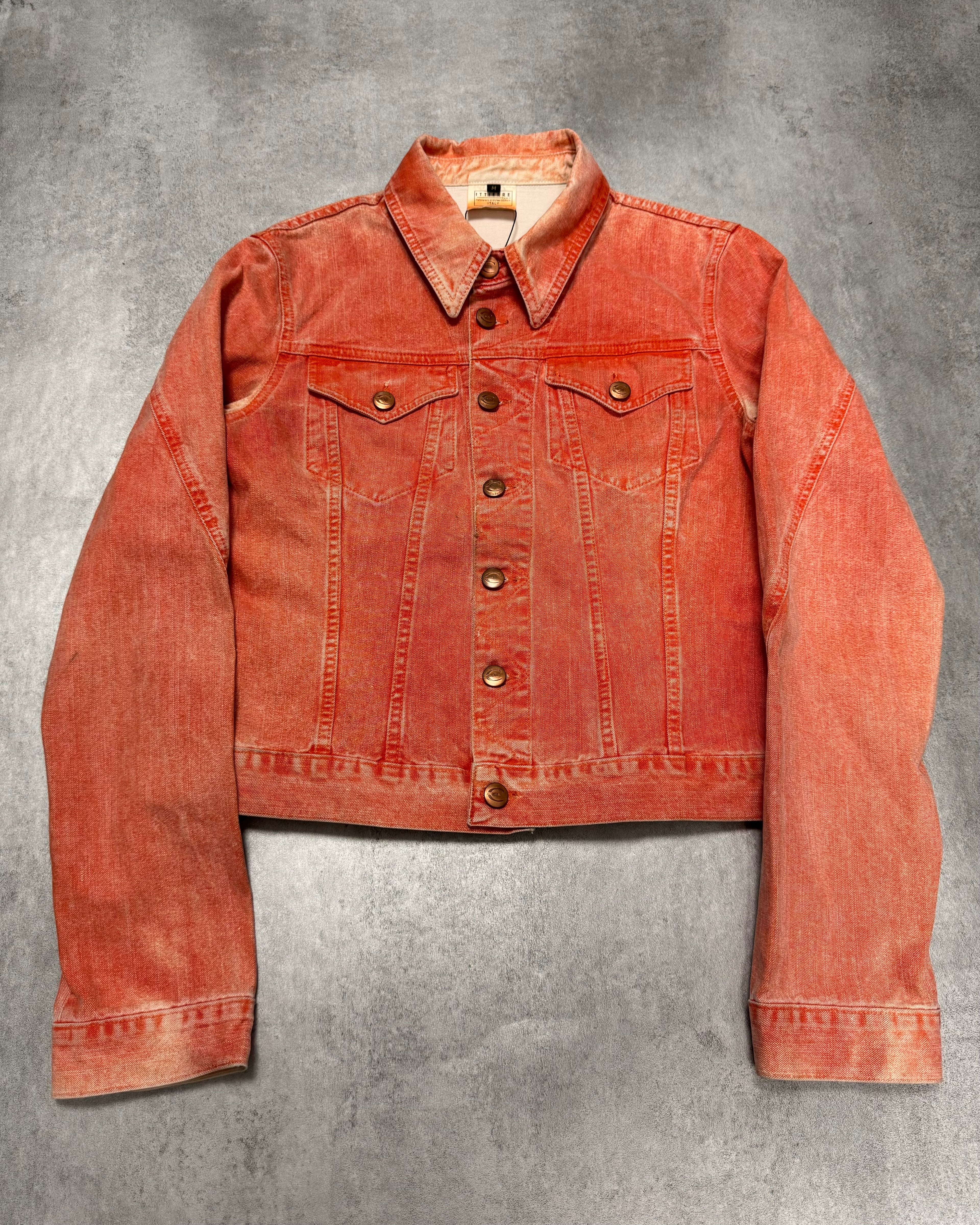 2000s Cavalli Pink Print Denim Jacket