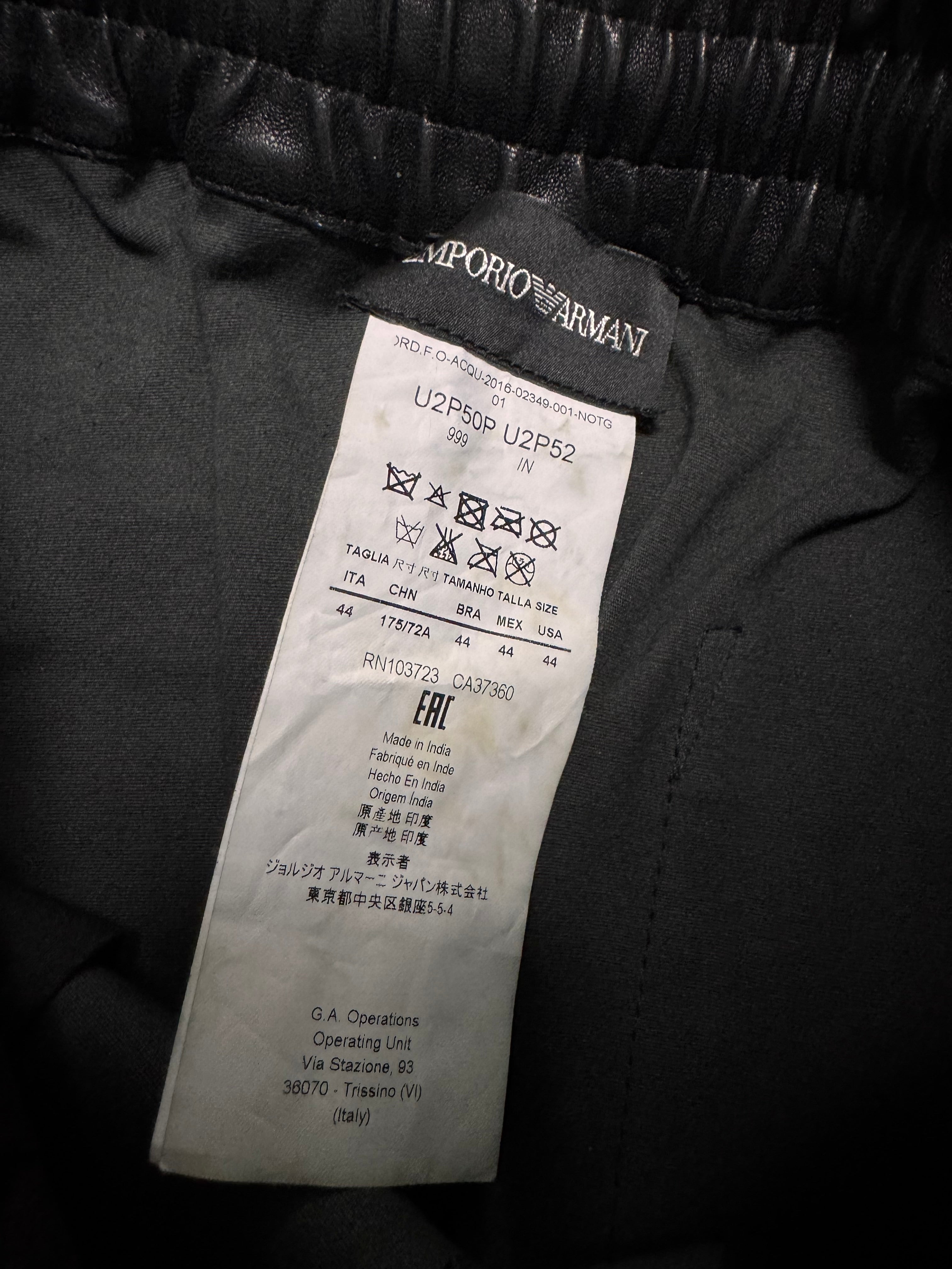 SS2016 Emporio Armani Black Leather Pants