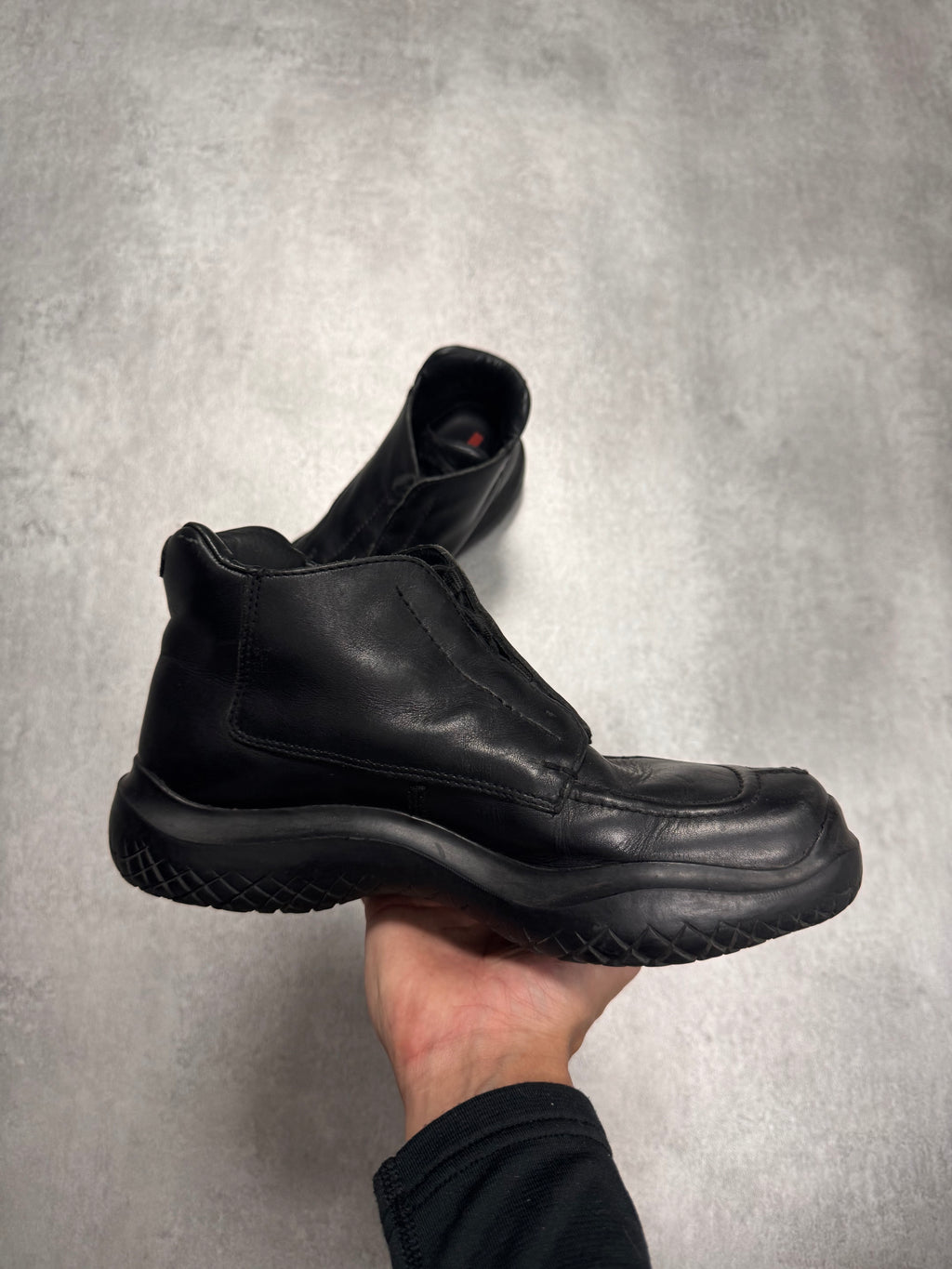 FW2000 Prada Vibram Hybrid Outdoor Black Leather Shoes