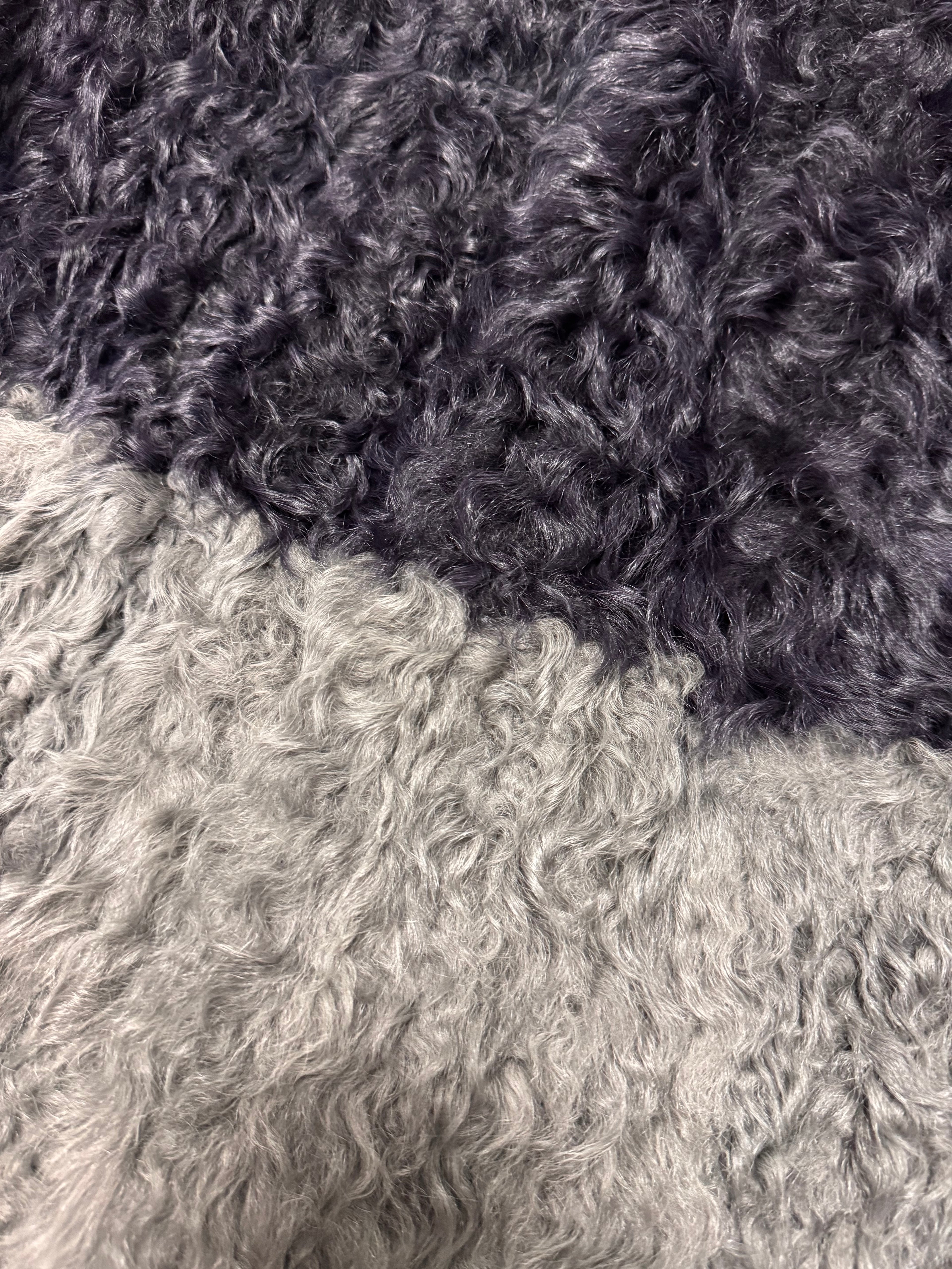 FW2013 Emporio Armani Lamb Fur Navy Grey Split Jacket