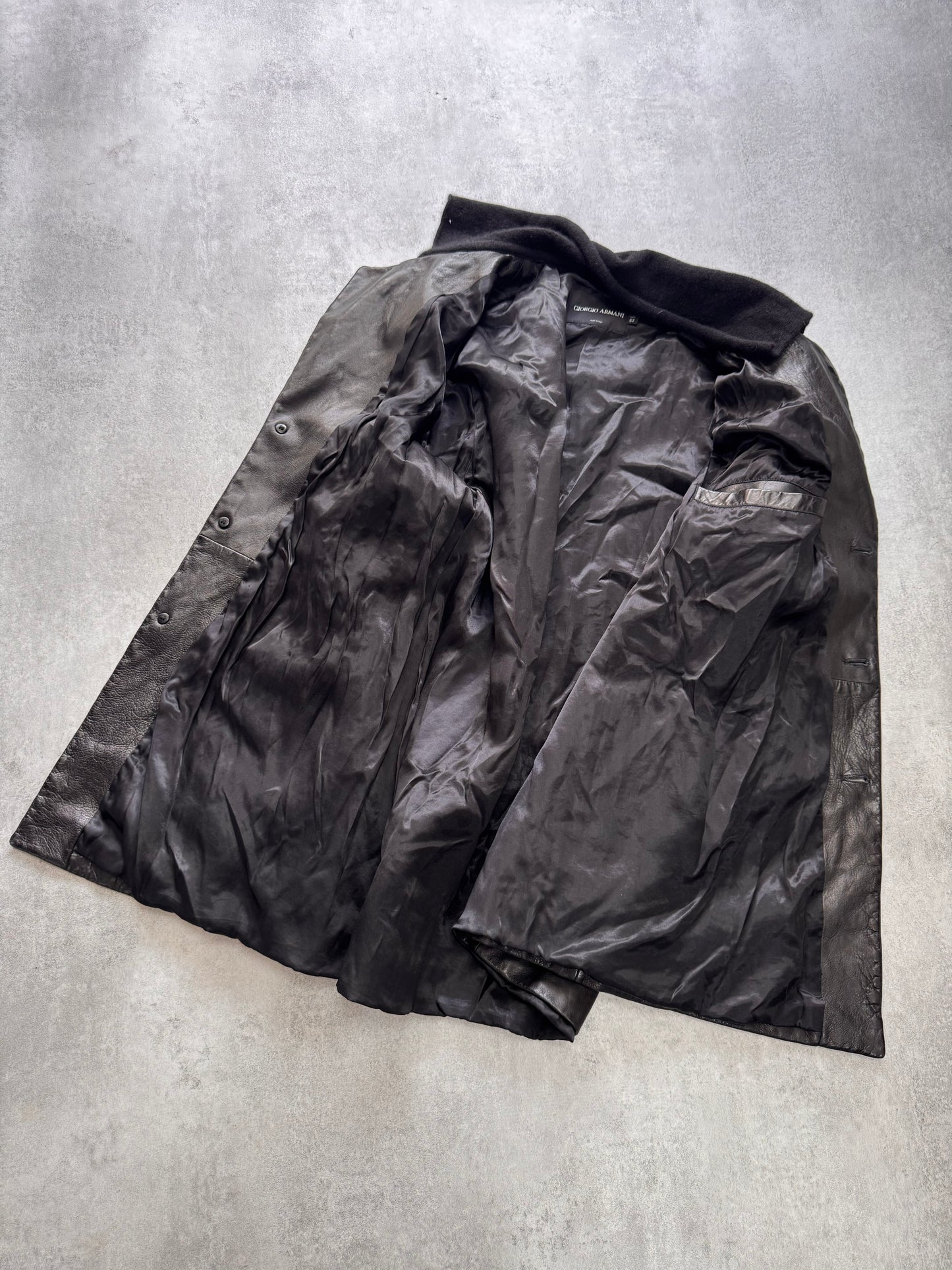 1990s Giorgio Armani Pure Black Leather Jacket (L)