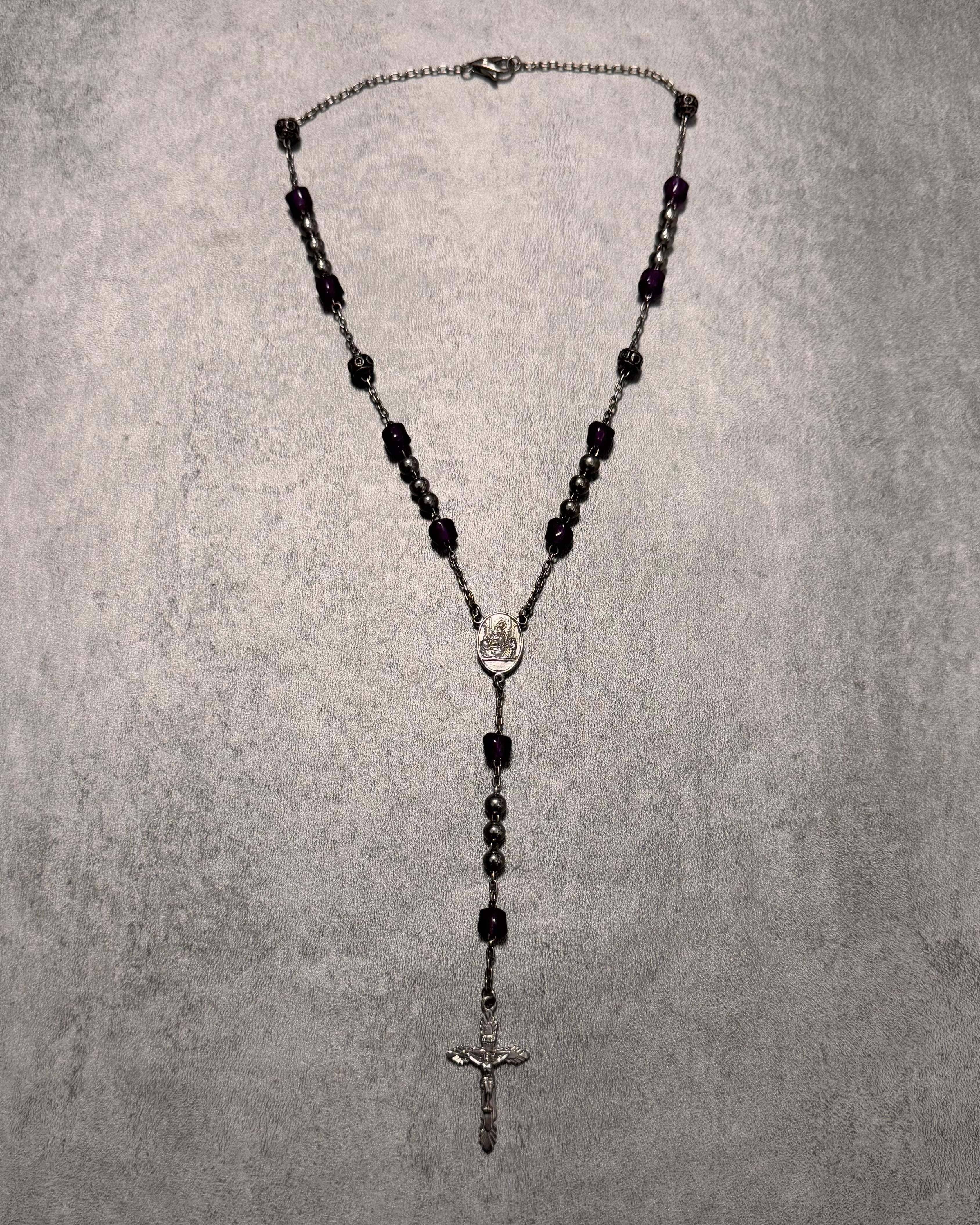 Dolce & Gabbana Purple Crystal Rosary Necklace
