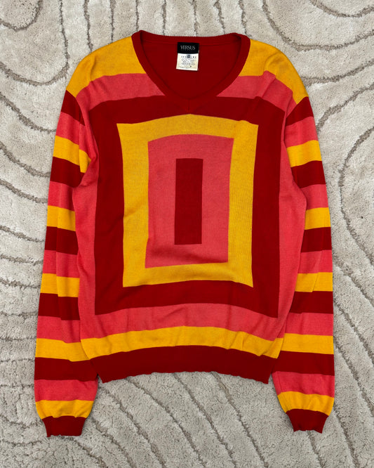 2000s Versace Rectangle Stripped Sweater (S/M)