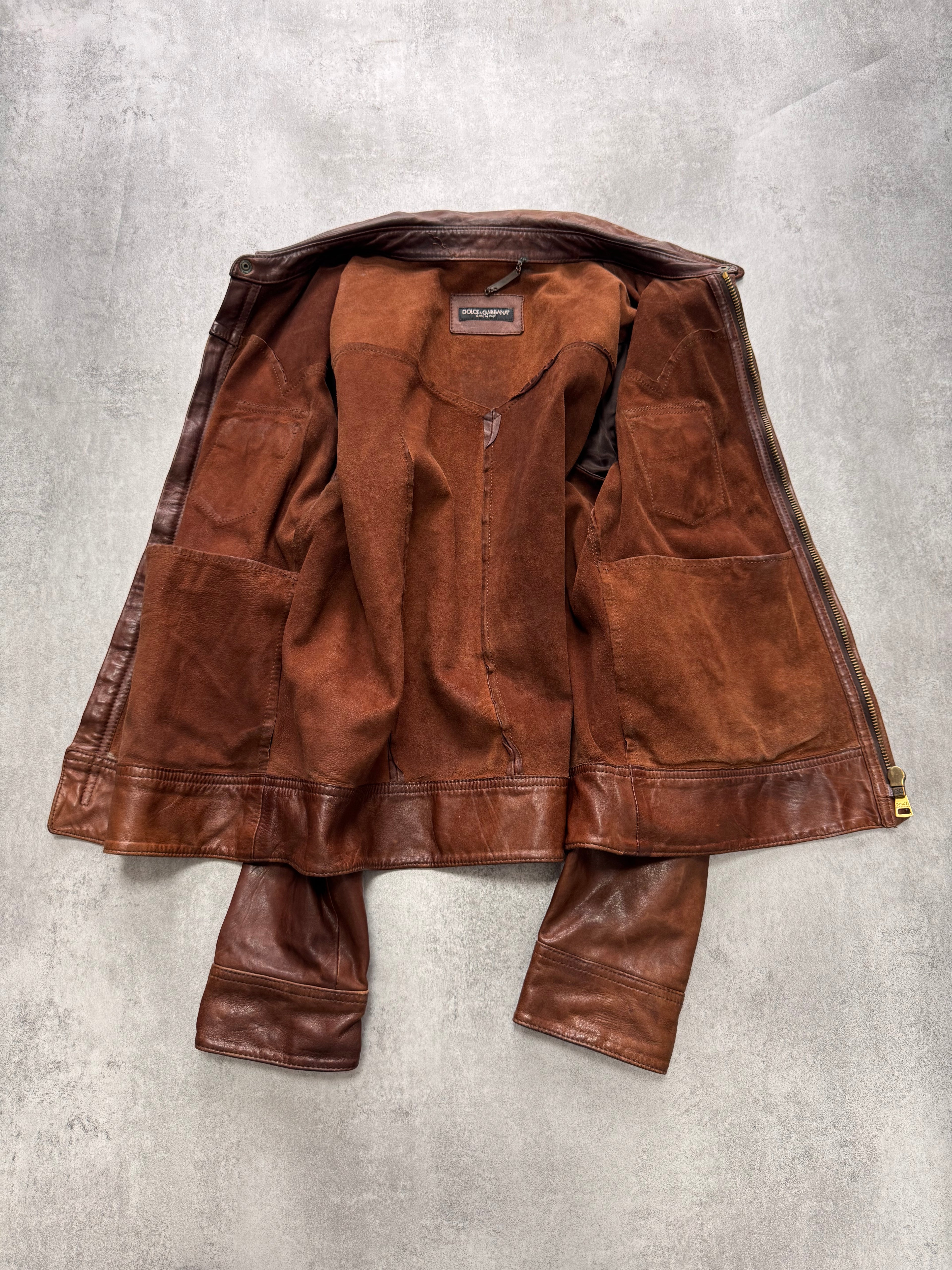 2000s Dolce & Gabbana Brown Leather Jacket