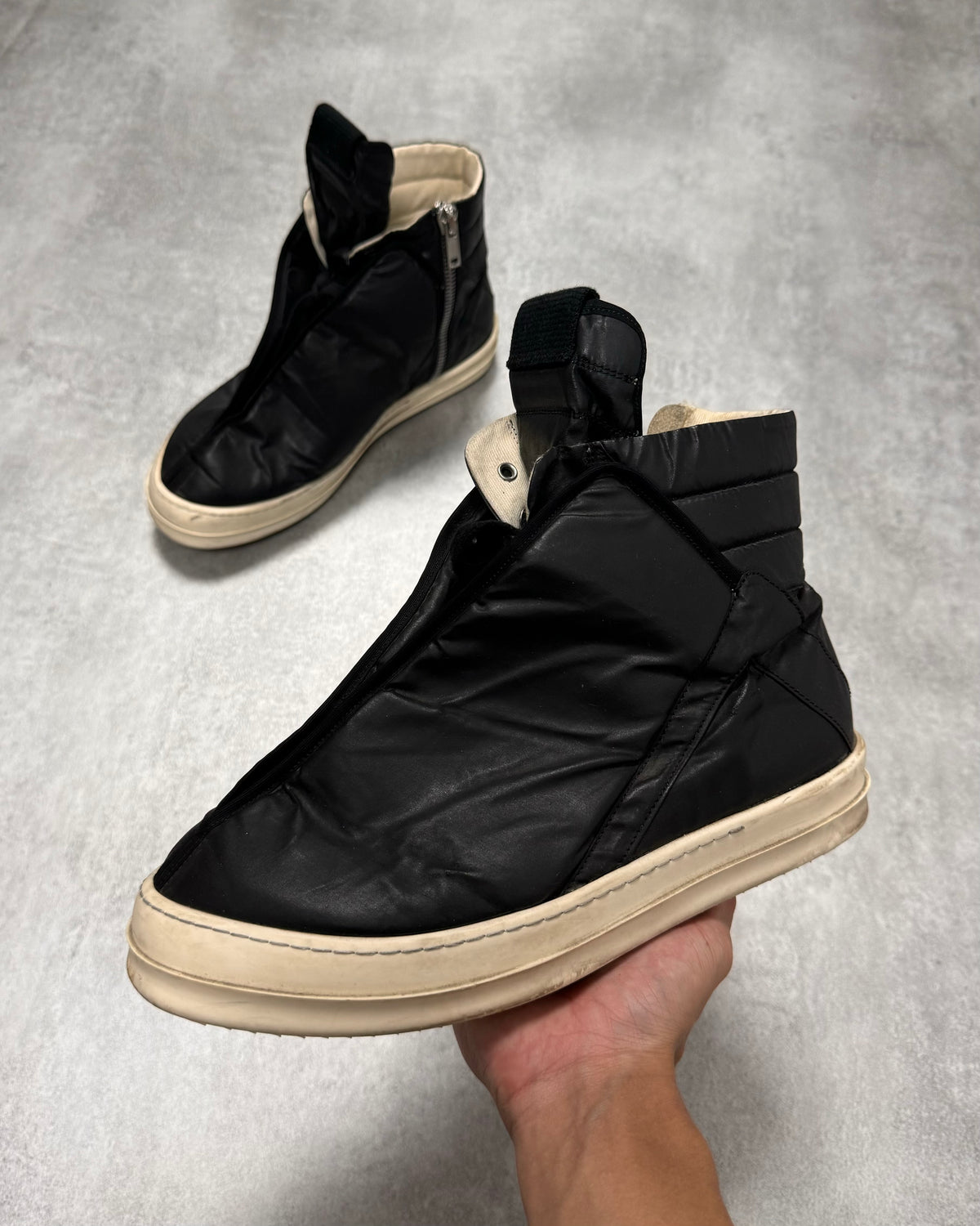 Rick Owens Drkshdw Black Waxed Nylon Hoofdunks Sneakers (43eu/us9 