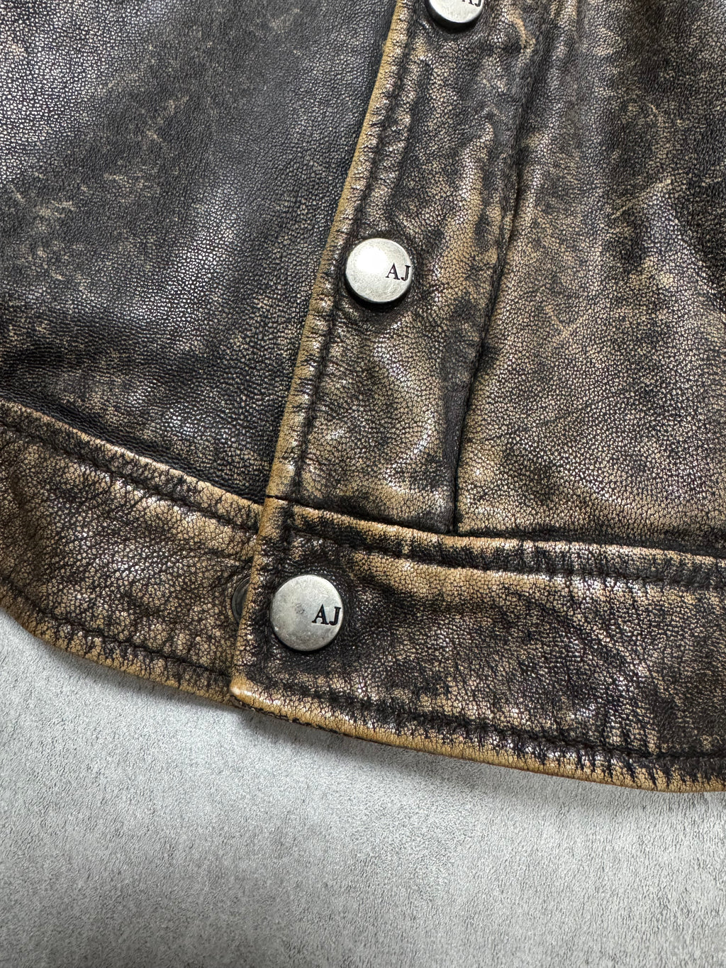 2000s Armani Brown Aged Leather Jacket