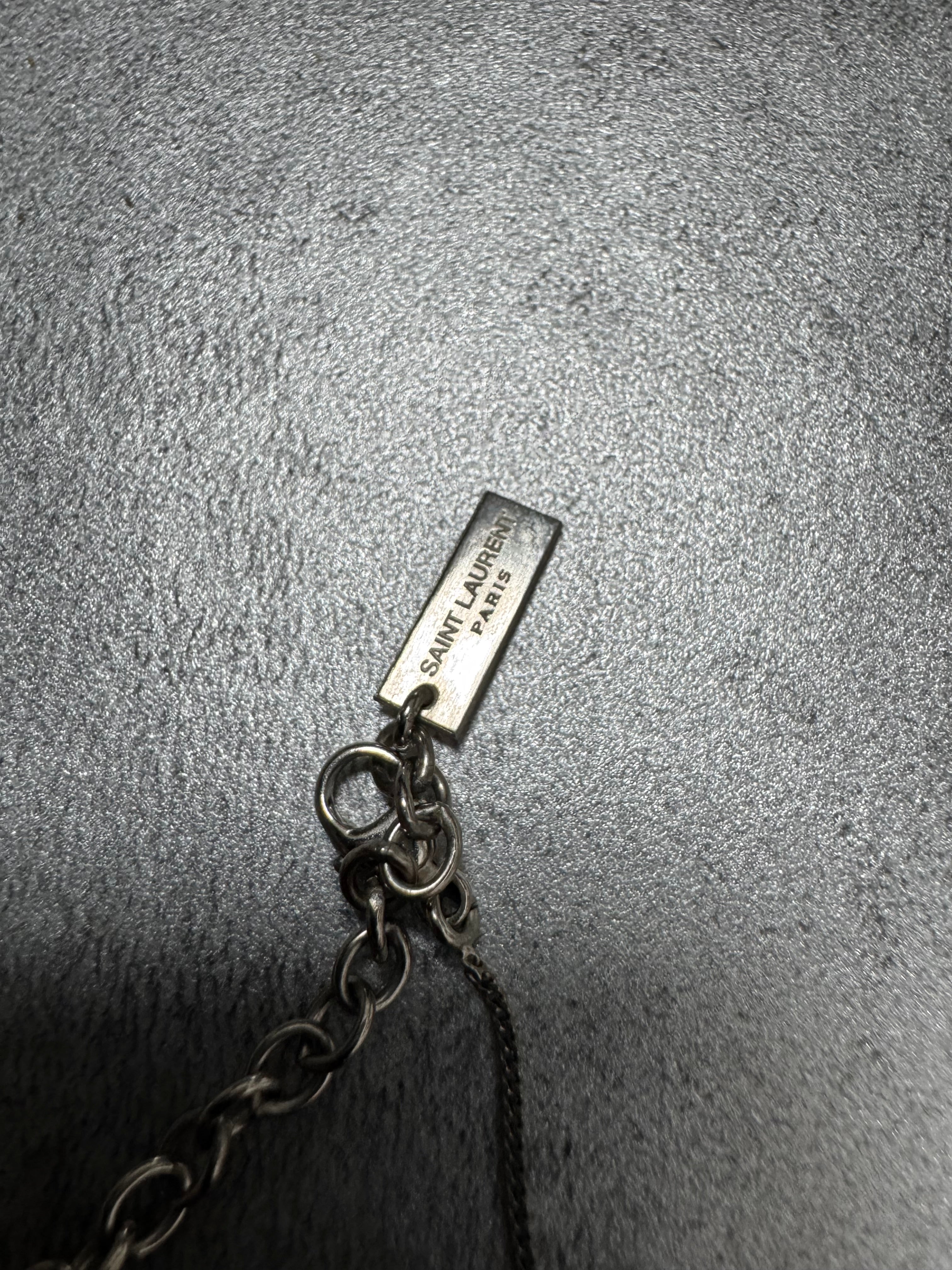 Saint Laurent Gothic Pearls Cross Pendant Necklace