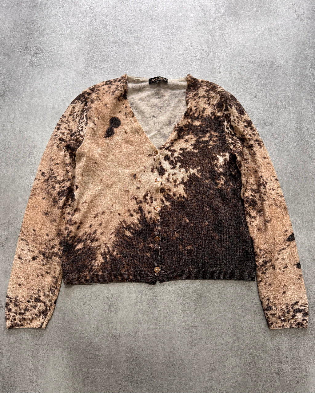 FW1999 Roberto Cavalli Cow Tornado Wool Cardigan Sweater