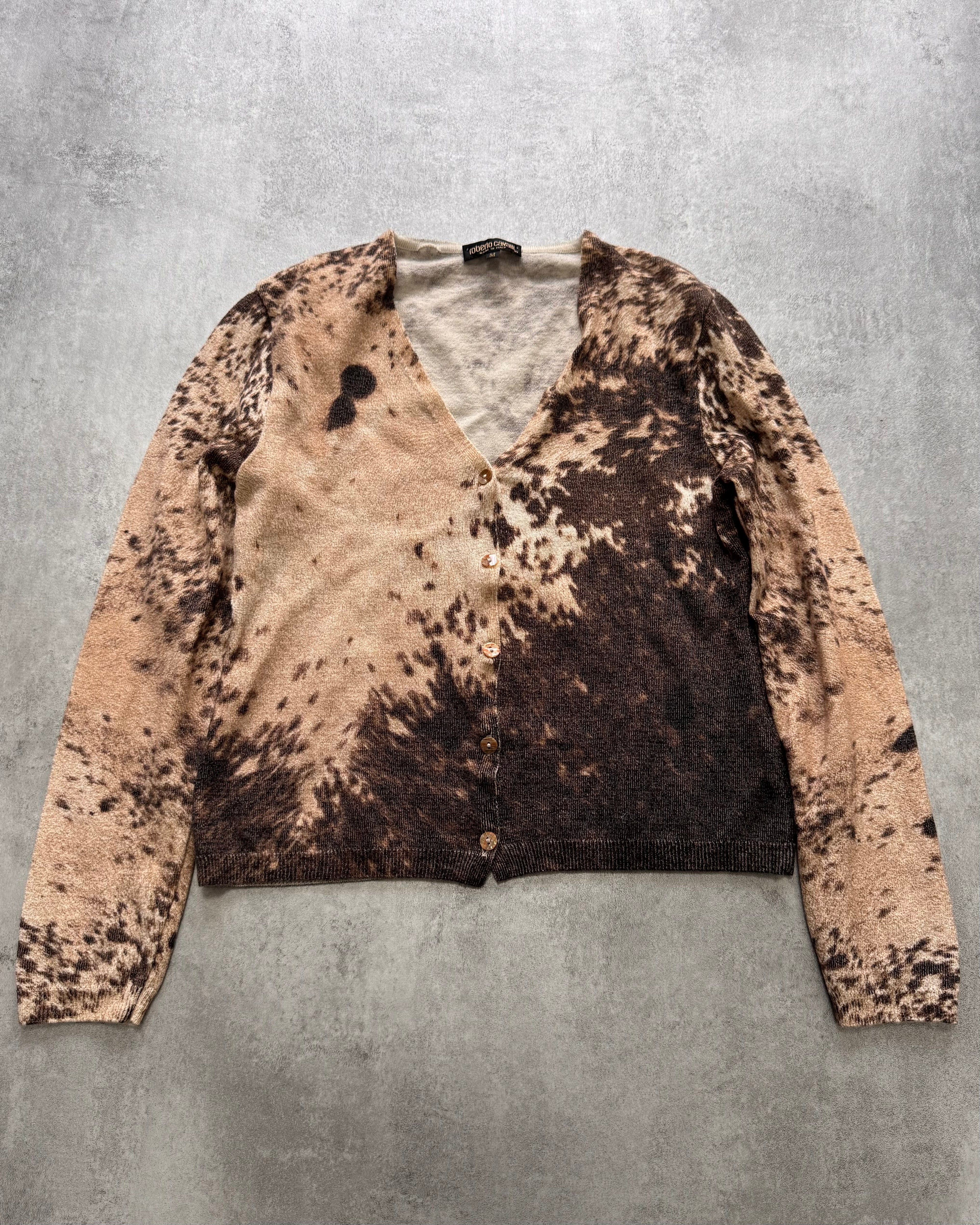 FW1999 Roberto Cavalli Cow Tornado Wool Cardigan Sweater