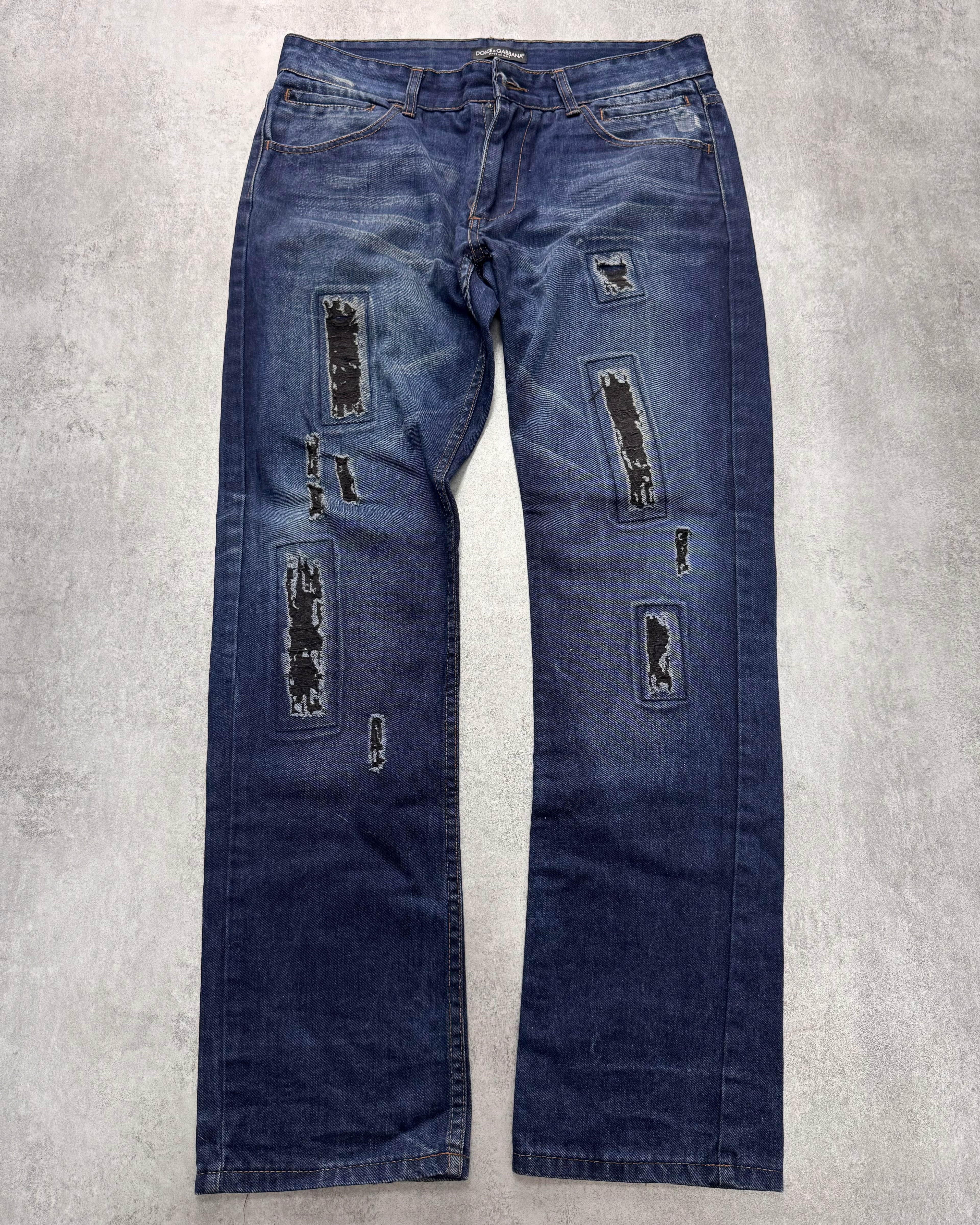 2000s Dolce & Gabbana Rectagular Distressed Denim Jeans