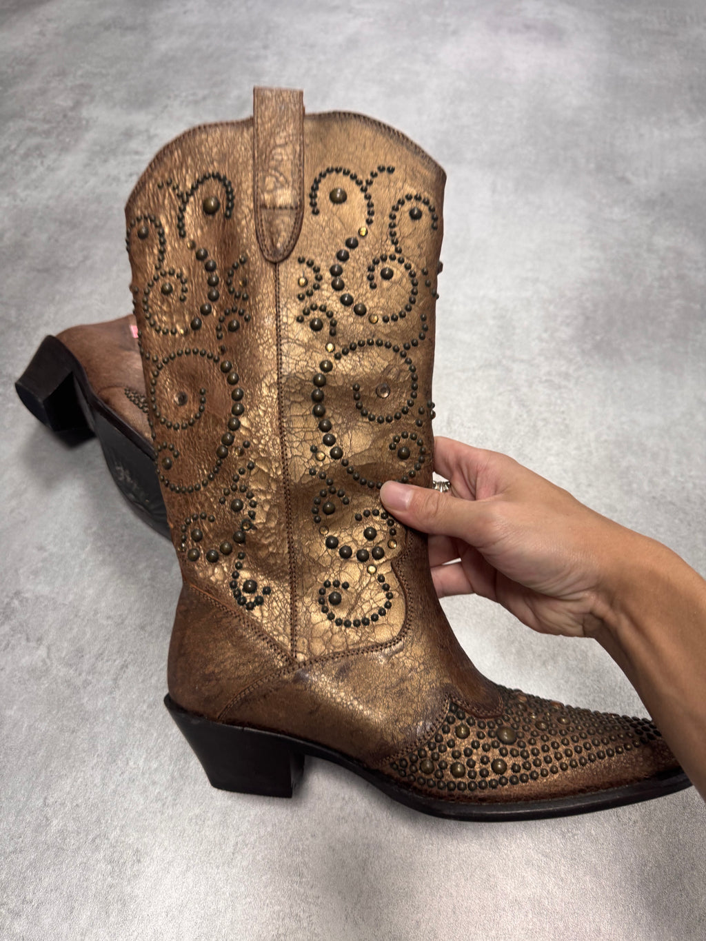 Roberto Cavalli Santiag Studded Bright Leather Boots