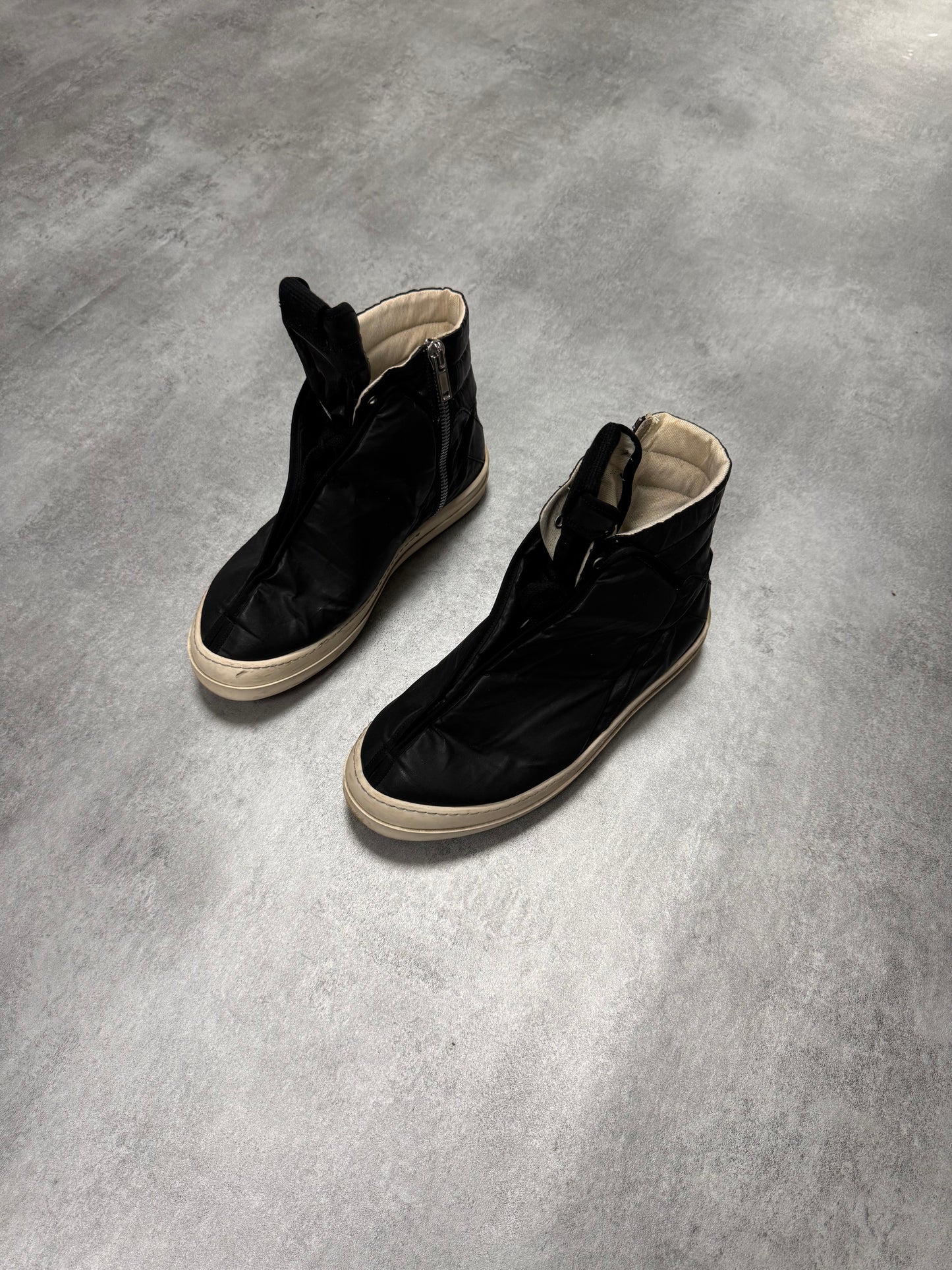 Rick Owens Drkshdw Black Waxed Nylon Hoofdunks Sneakers (43eu/us9,5)