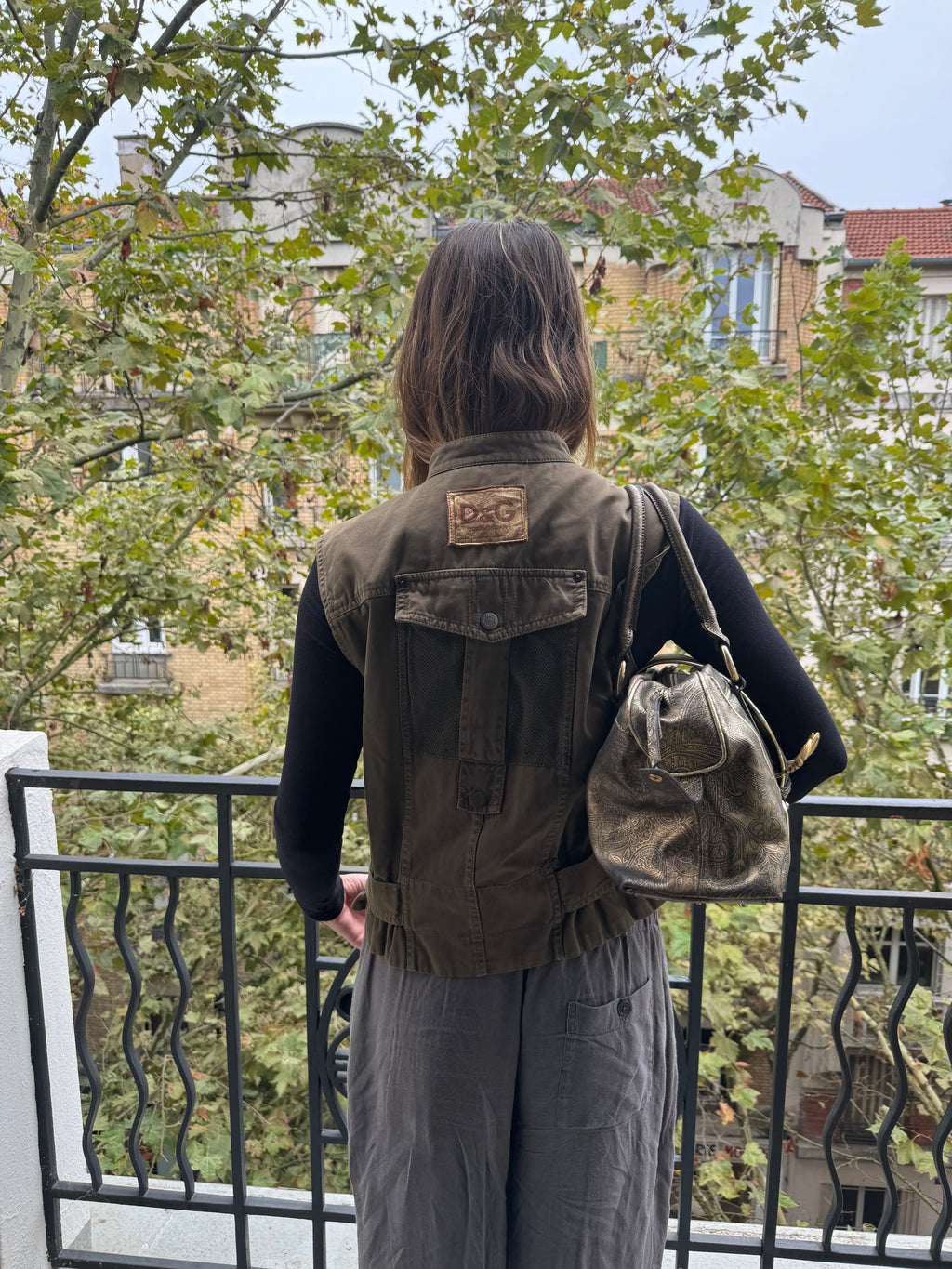 AW2007 Cavalli Gold Patterned Leather Buckle Bag