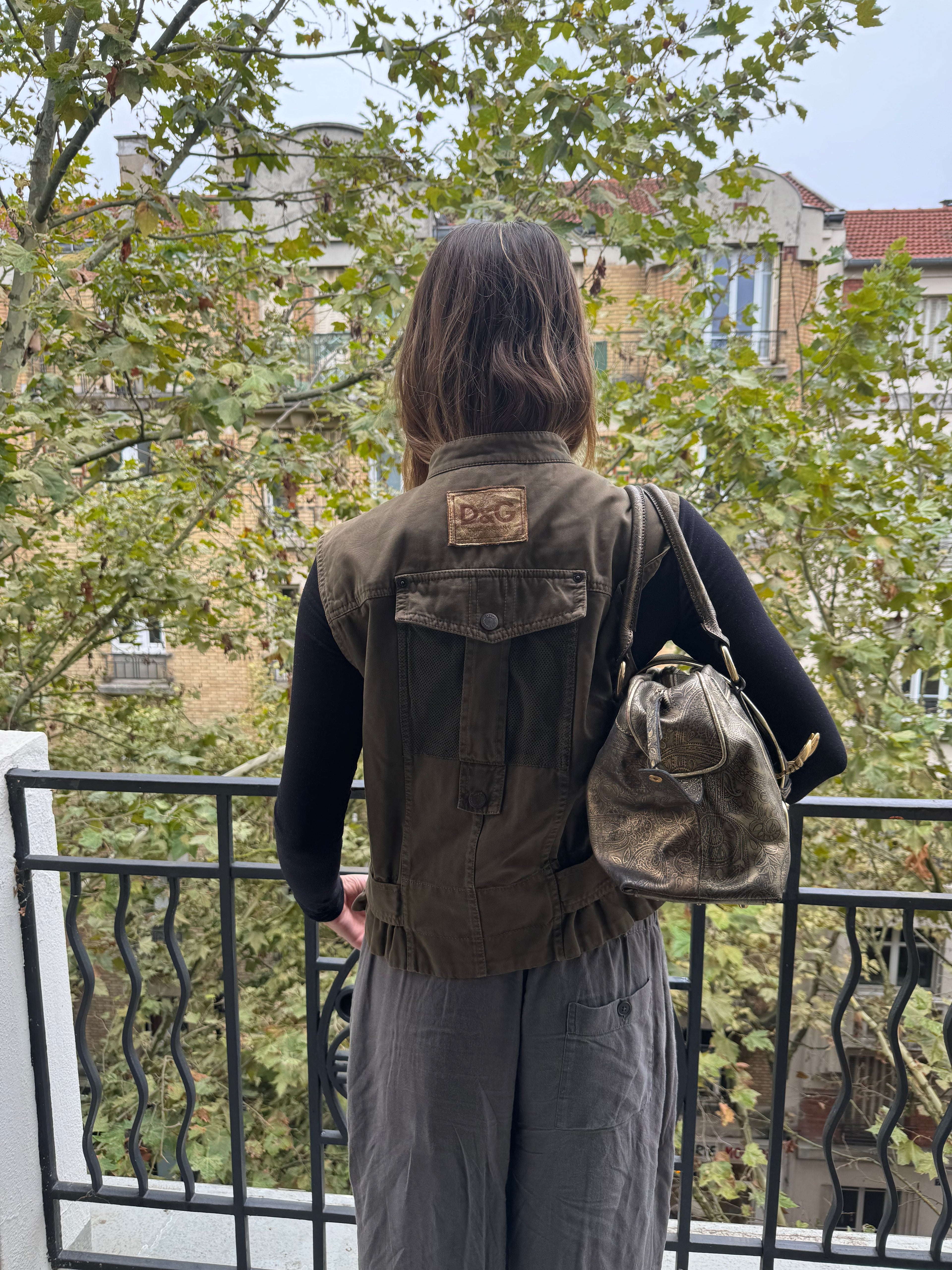 AW2007 Cavalli Gold Patterned Leather Buckle Bag