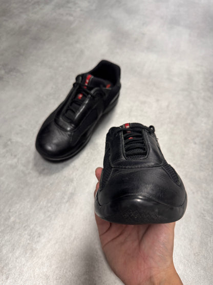 2000s Prada America's Cup Black Leather Sneakers (36eu/us4)