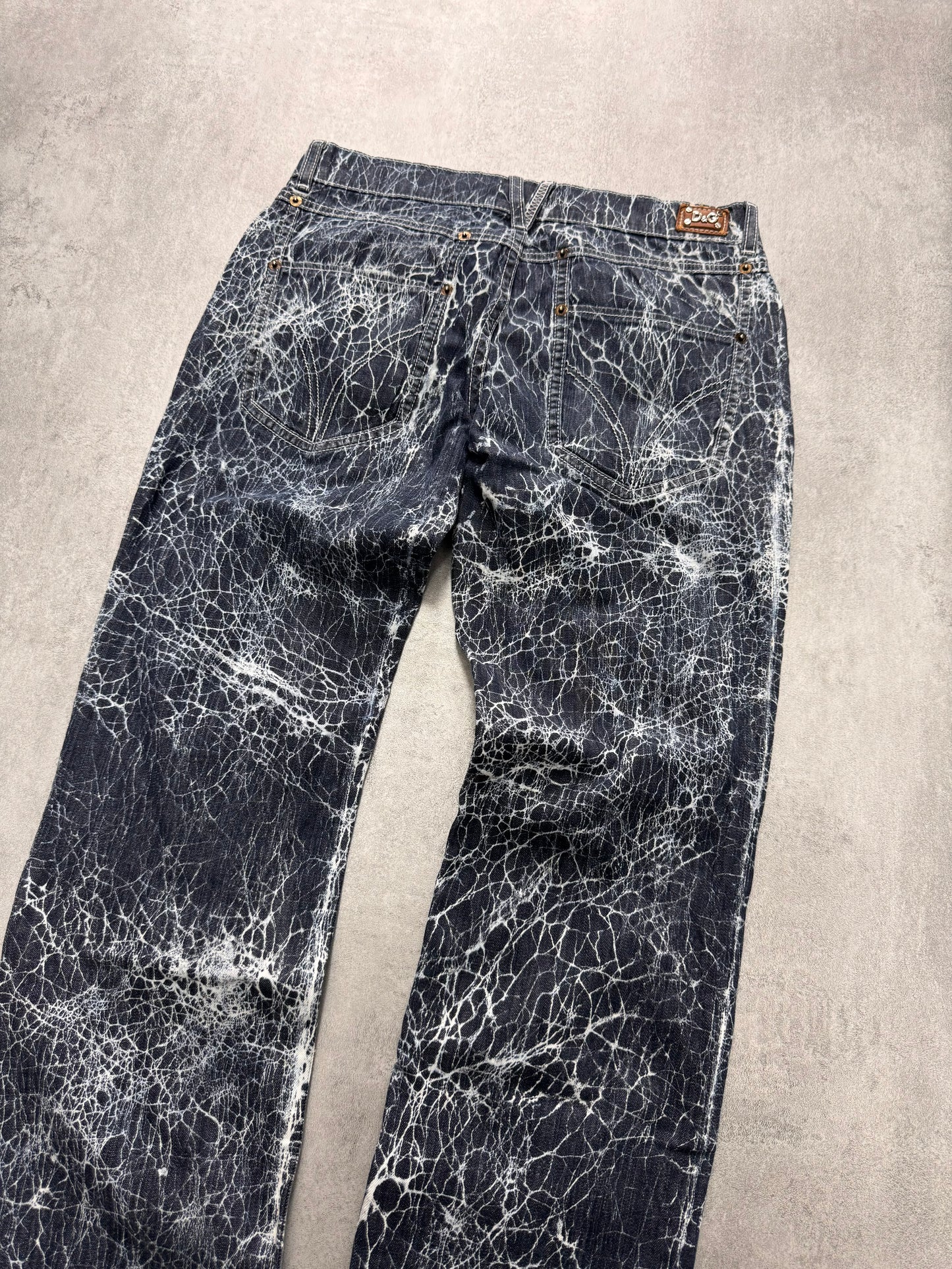 2000s Dolce & Gabbana Spiderweb Denim Jeans (XS)