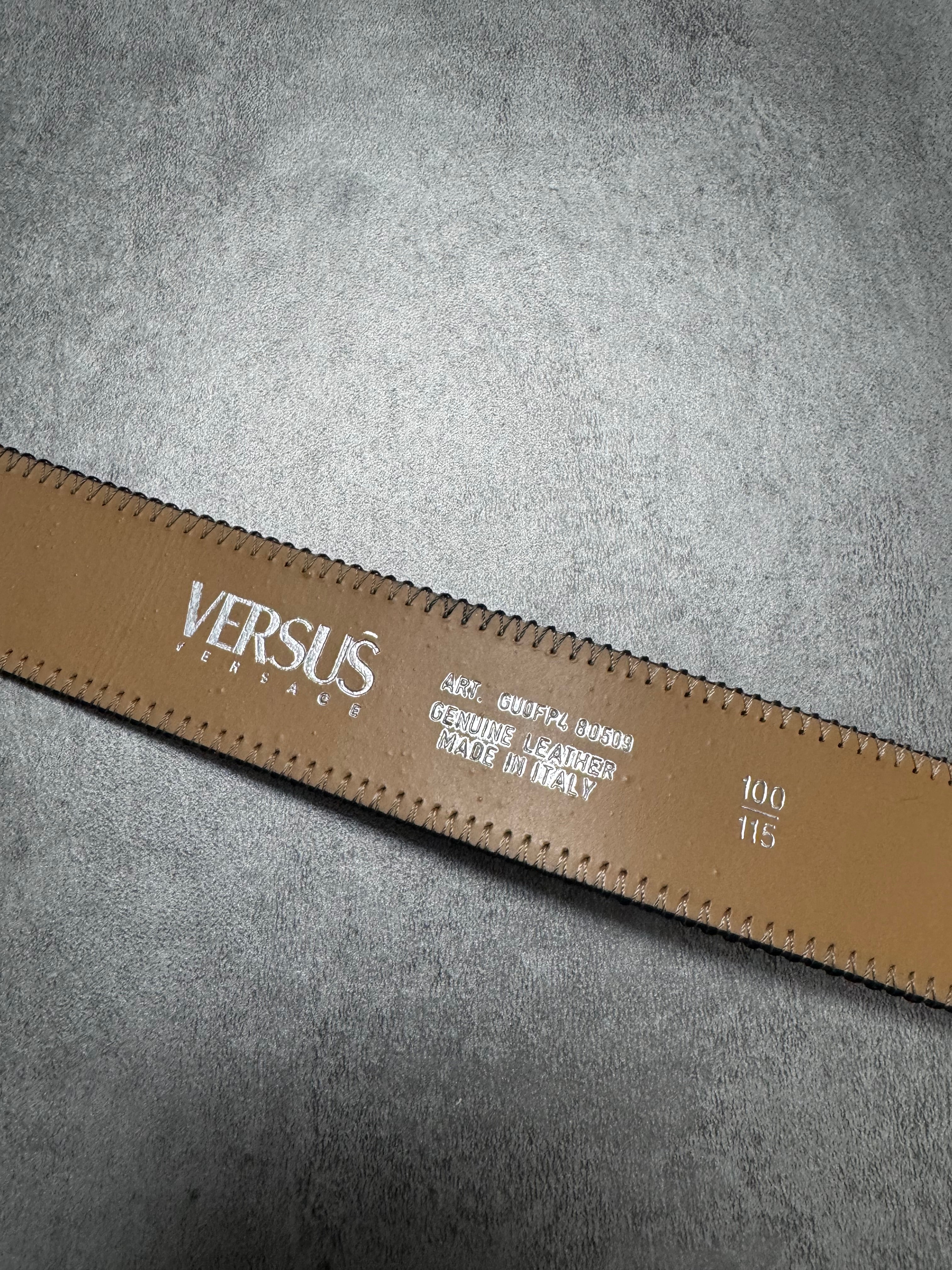 Versace Black Cracked Leather Belt