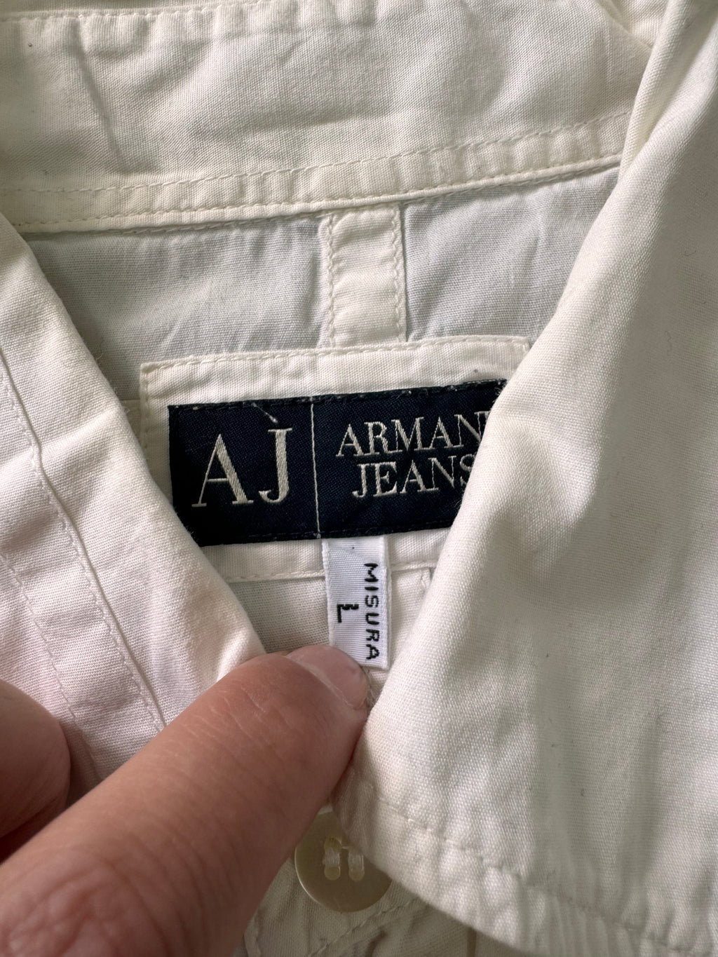 2000年代 アルマーニ ホワイト パネル シャツ (L)