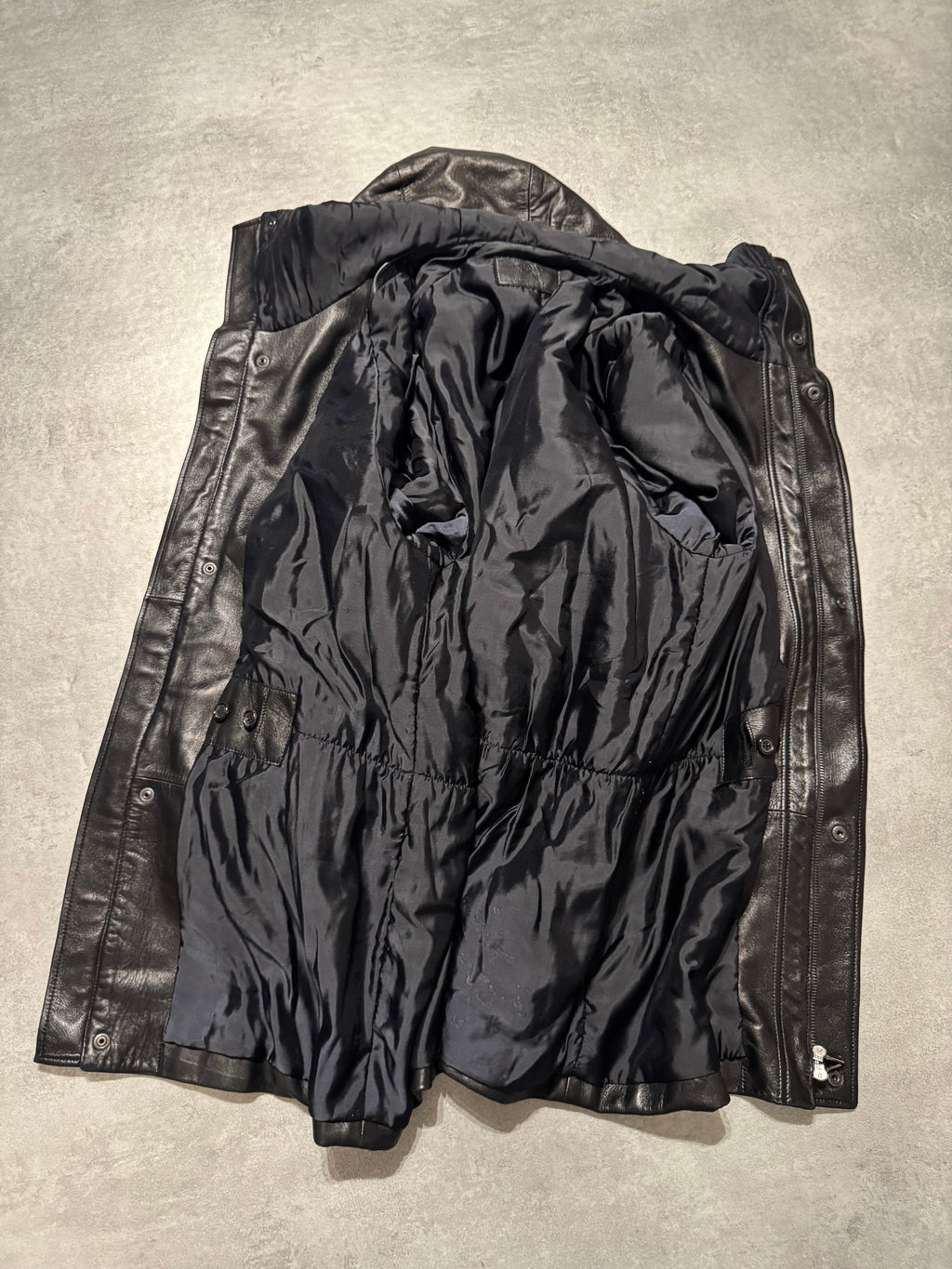 2000s Prada Sample Black Hooded Leather Jacket