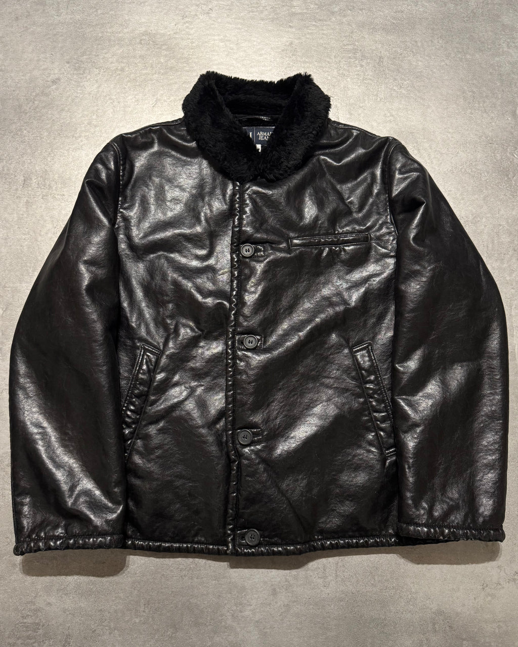 2000s Armani Faux Shearling Black Jacket