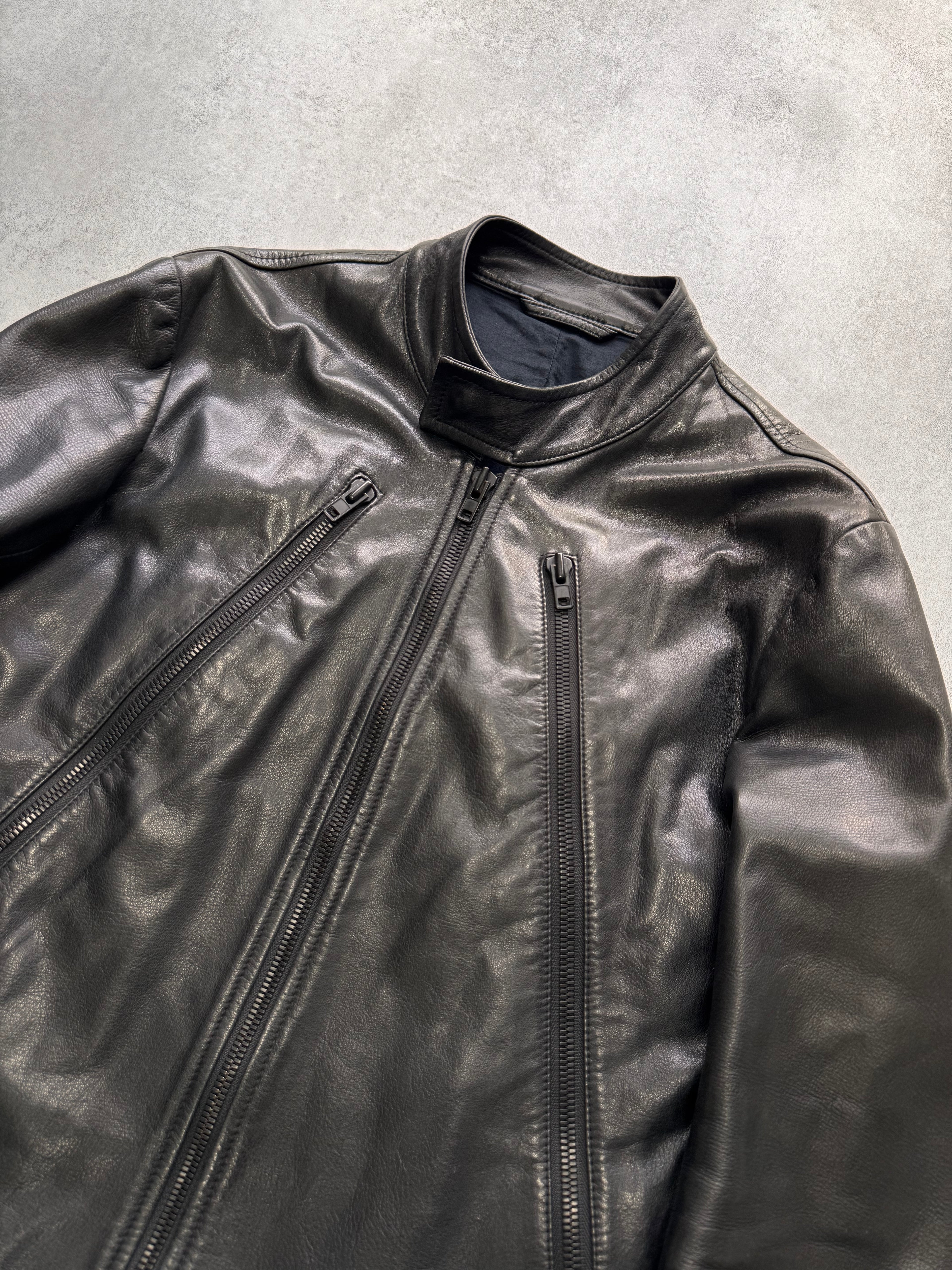 SS2010 Maison Margiela 5-Zip Black Leather Jacket