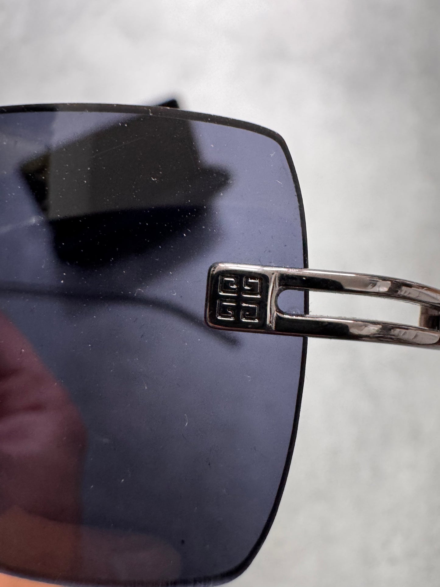 2000s Givenchy Deep Blue Rectangle Sunglasses (OS)