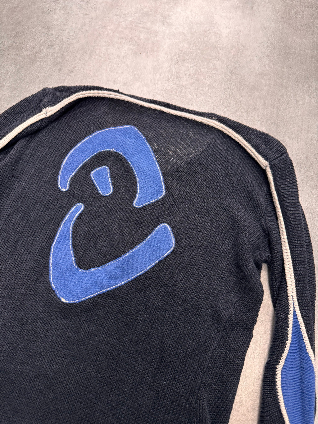 2000s Armani Futuristic Design Navy Sweater