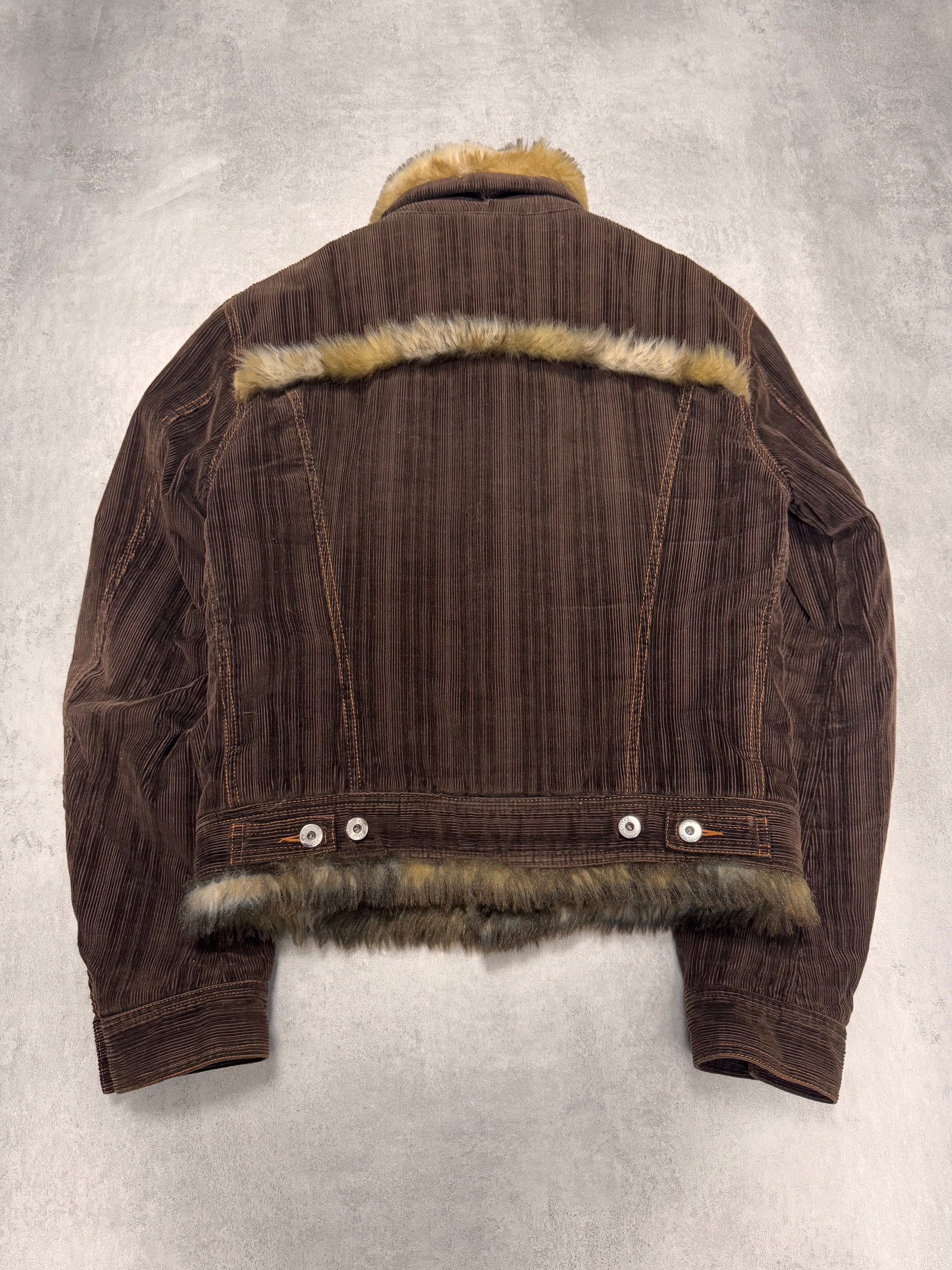 FW2001 Dolce & Gabbana Fur Striped Corduroy Jacket