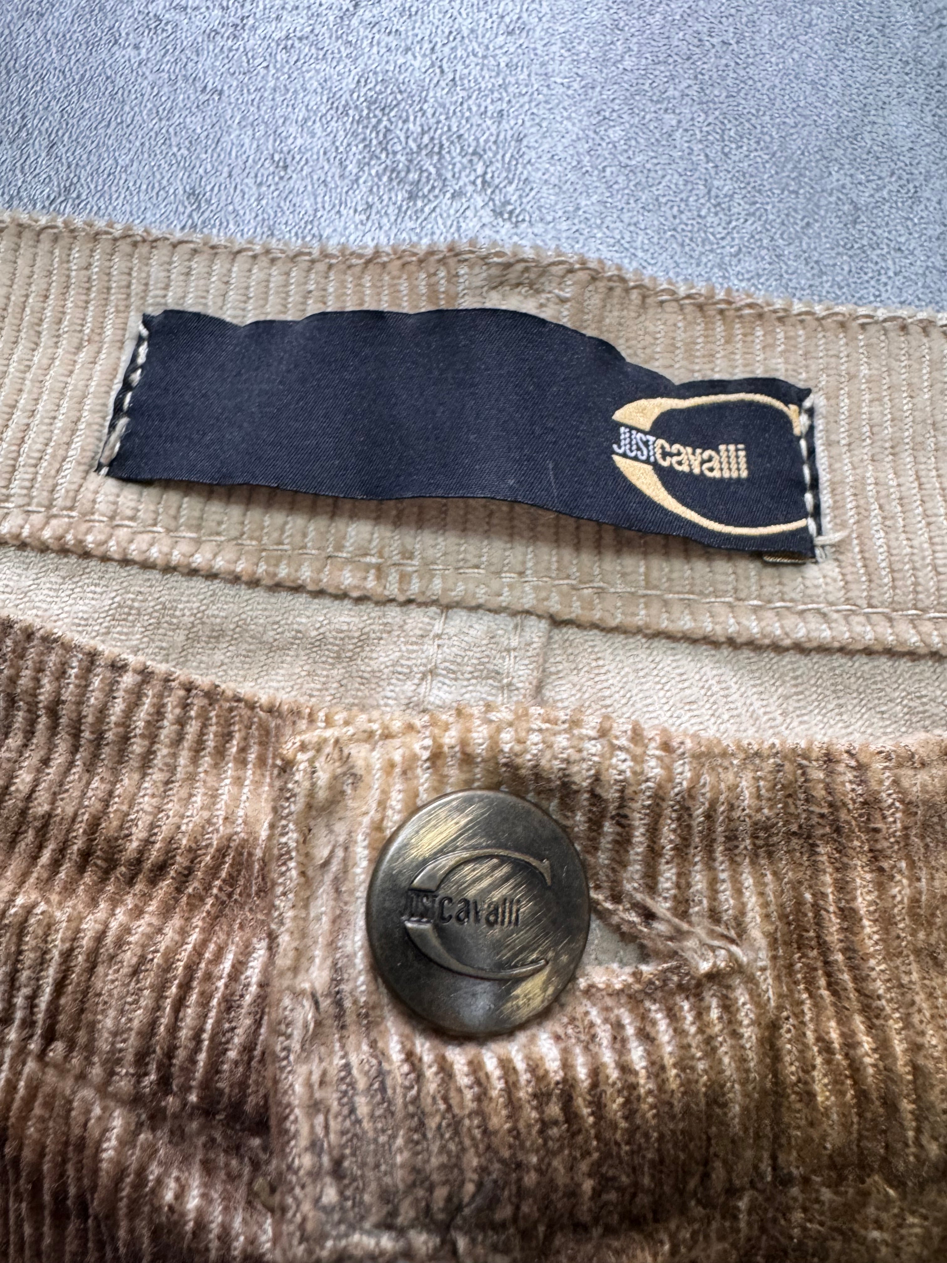 AW2003 Cavalli Waxed Velvet Beige Flaired Pants