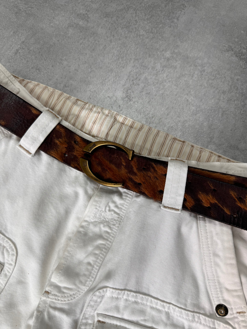 AW2004 Cavalli Brown Pony Hair Leather Belt