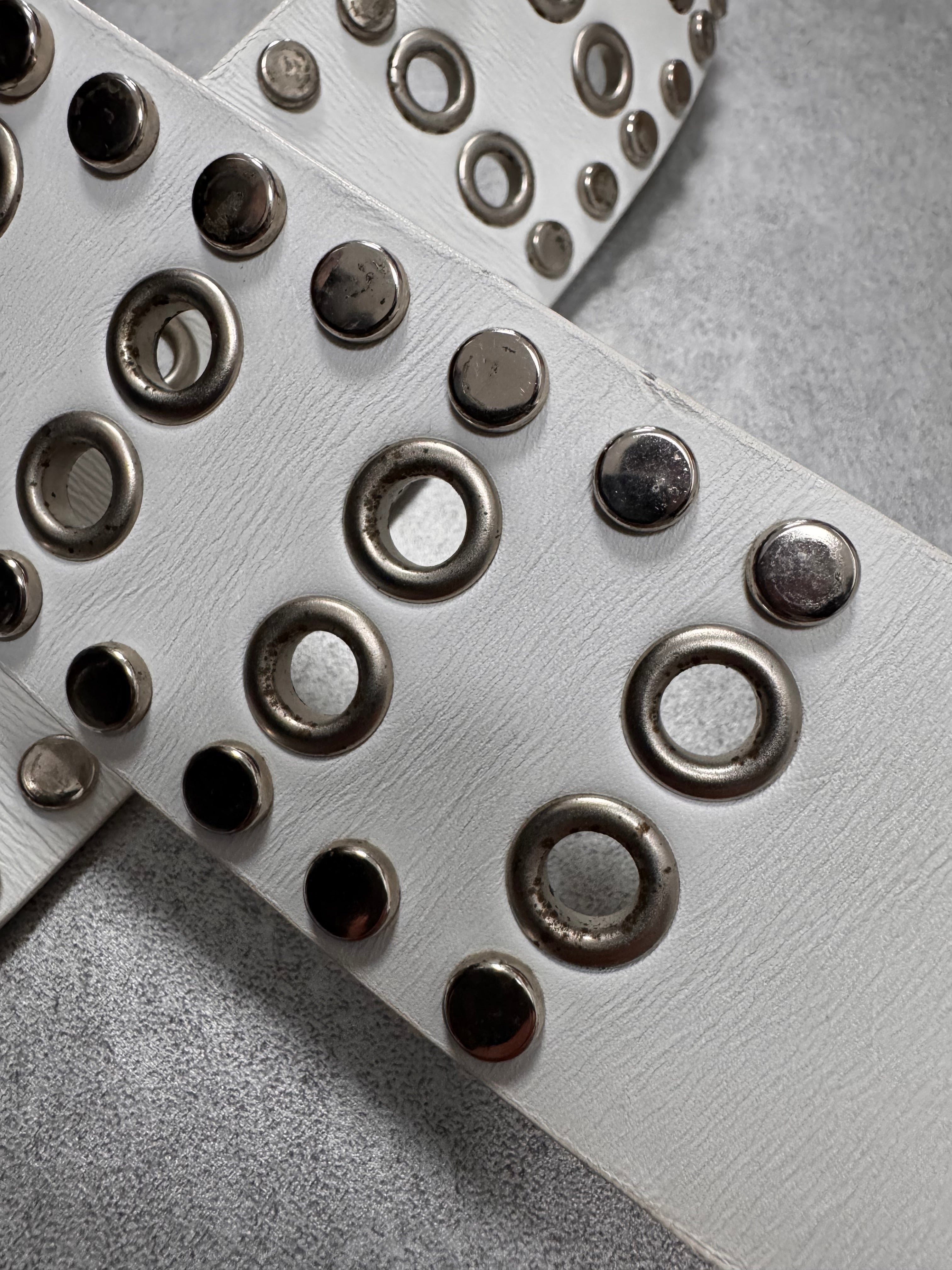 2000s Dolce & Gabbana Bullet Studded White Leather Belt