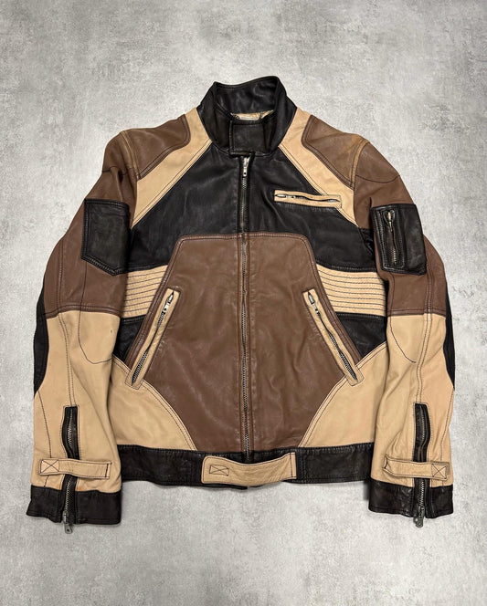 SS2004 Dolce & Gabbana Paneled Racer Leather Jacket (S/M)