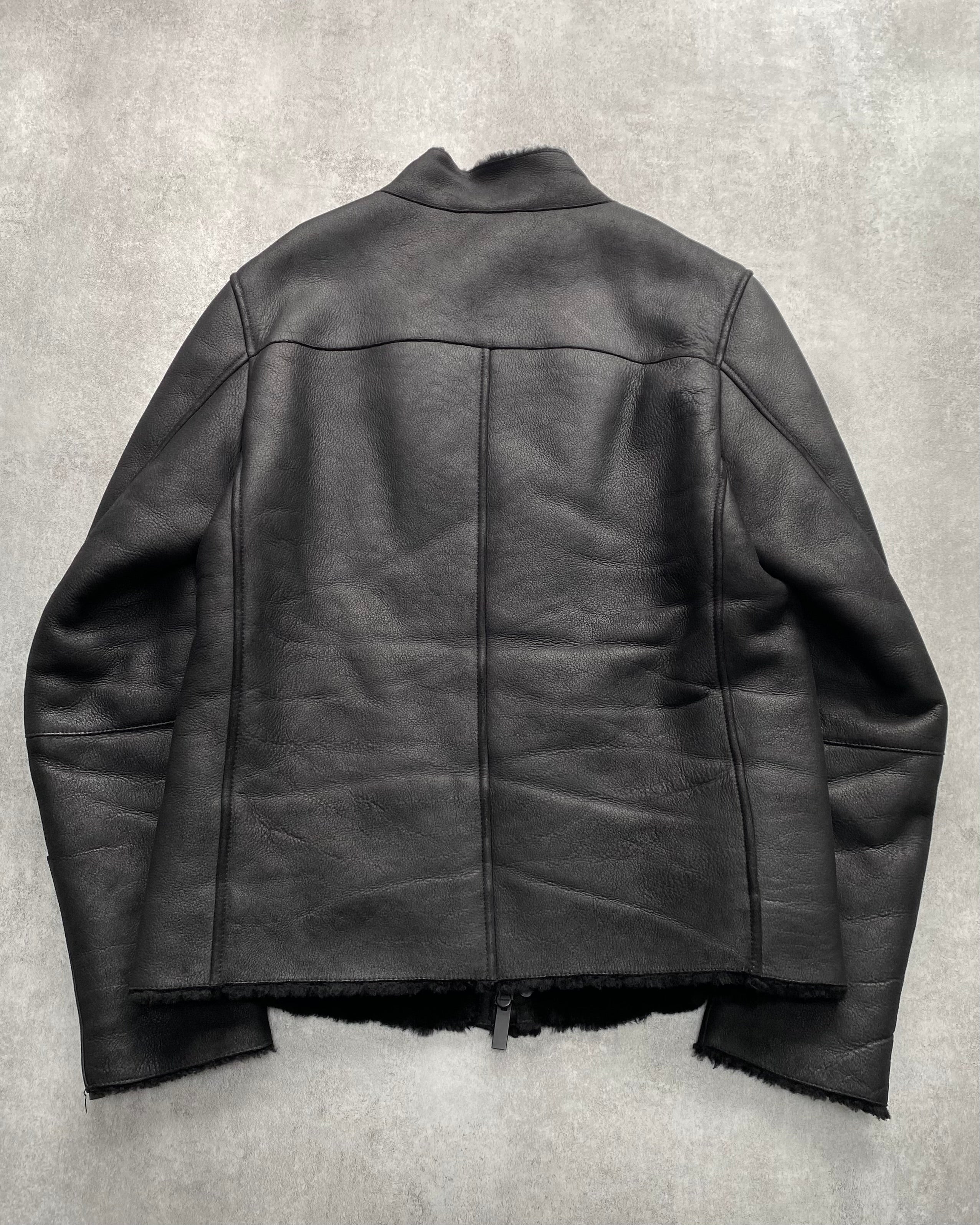 AW2015 Emporio Armani Asymmetrical Leather Jacket