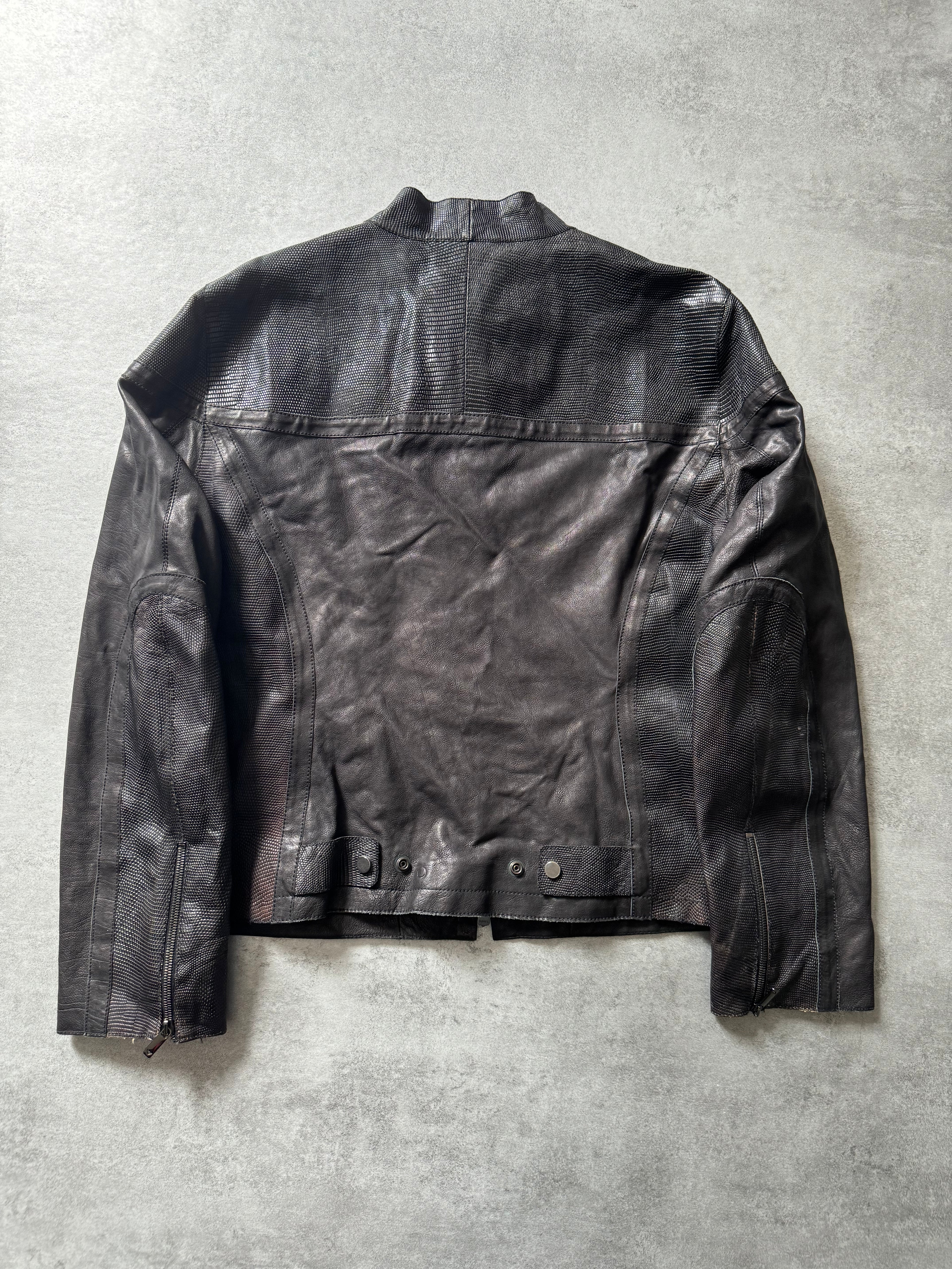 ジャケット・アウター AW2005 EMPORIO ARMANI CRACKED LETHER JKT AW2005 Emporio Armani Cracked Biker Leather Jacket – Dolce Vita Hub