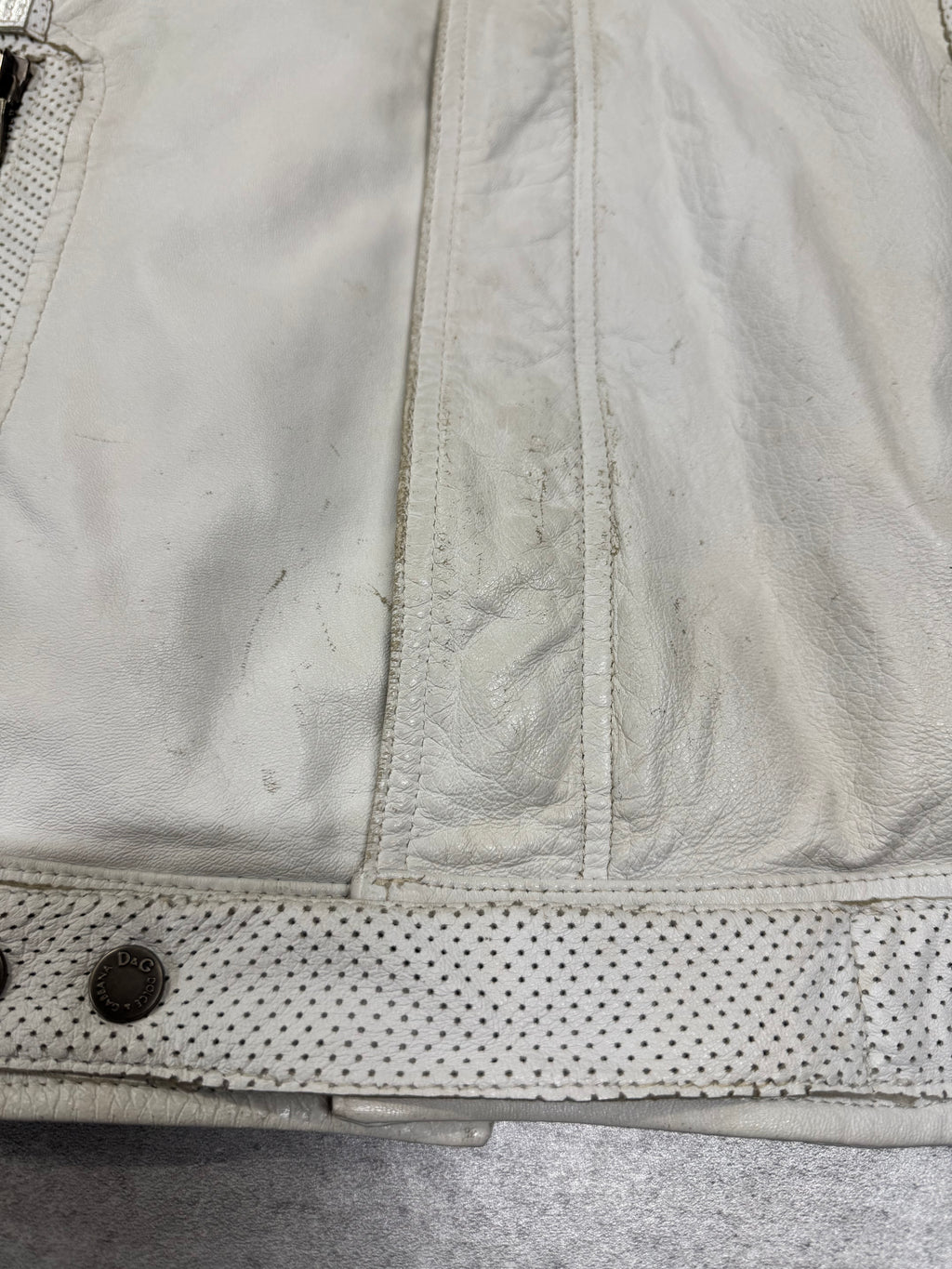 SS2005 Dolce & Gabbana Apocalyptic Biker White Leather Jacket (M)