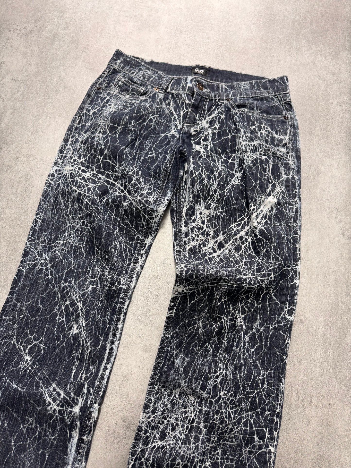 2000s Dolce & Gabbana Spiderweb Denim Jeans (XS)