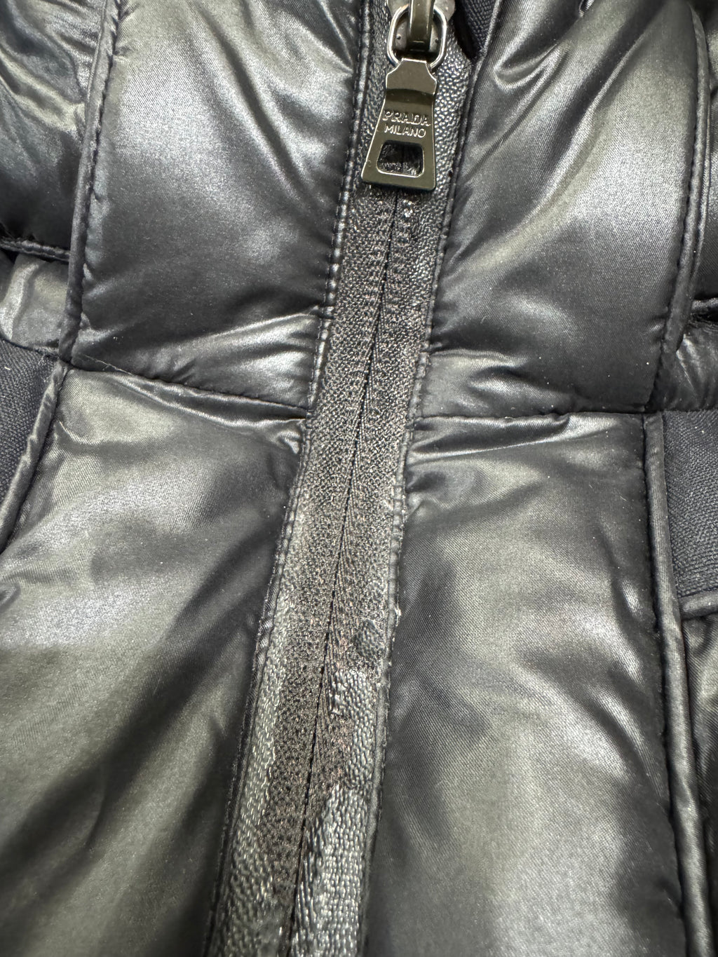 2000s Prada Black Cropped Puffer Hooded Jacket