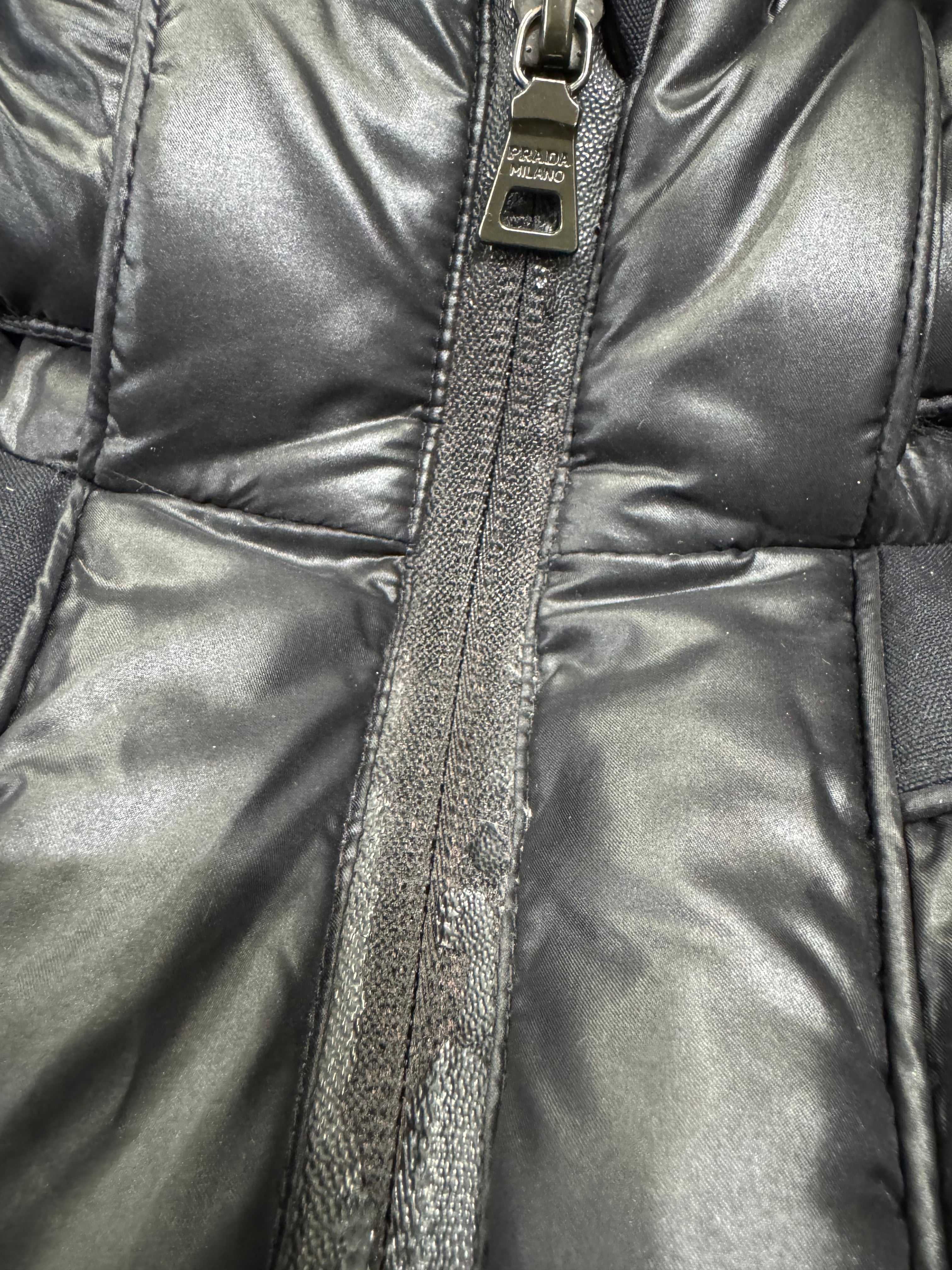 2000s Prada Black Cropped Puffer Hooded Jacket