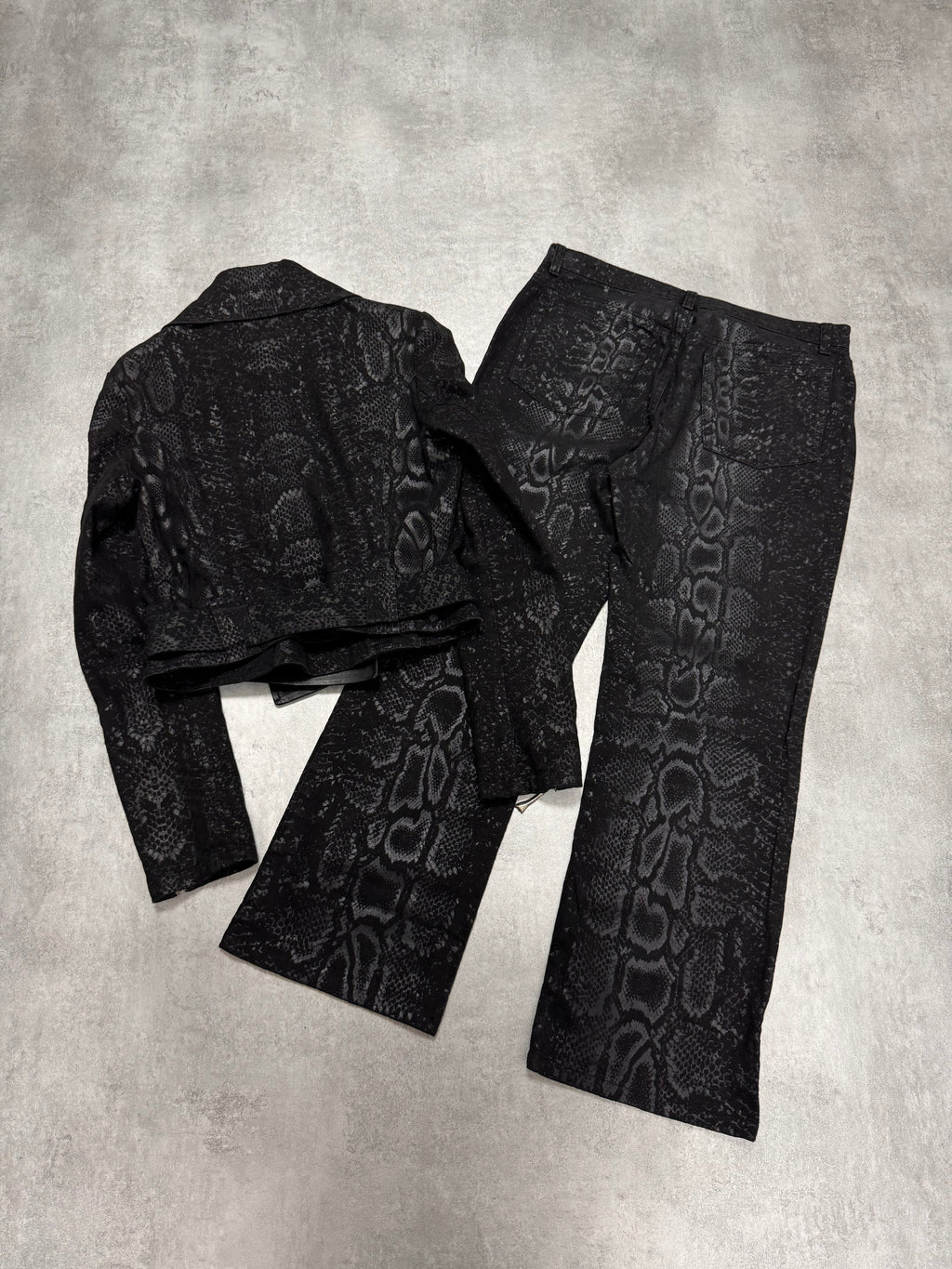 2000 年代 Roberto Cavalli 暗纹蟒蛇纹套装 (S)