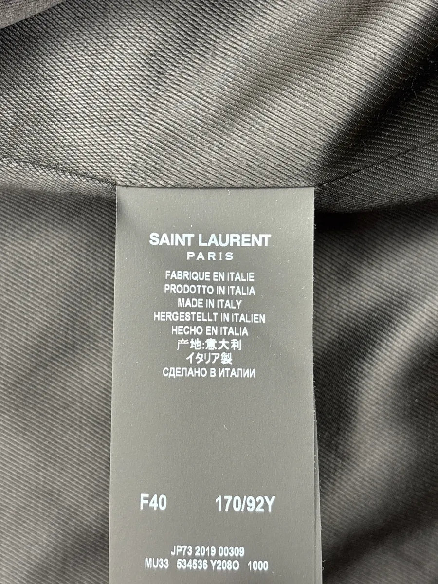 FW2019 Saint Laurent Black Crocodile Embossed Leather Double-Breasted Jacket CDZqrFmt 11