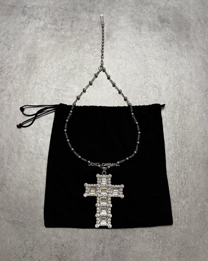 Dolce &amp; Gabbana 水晶银十字项链 (OS)