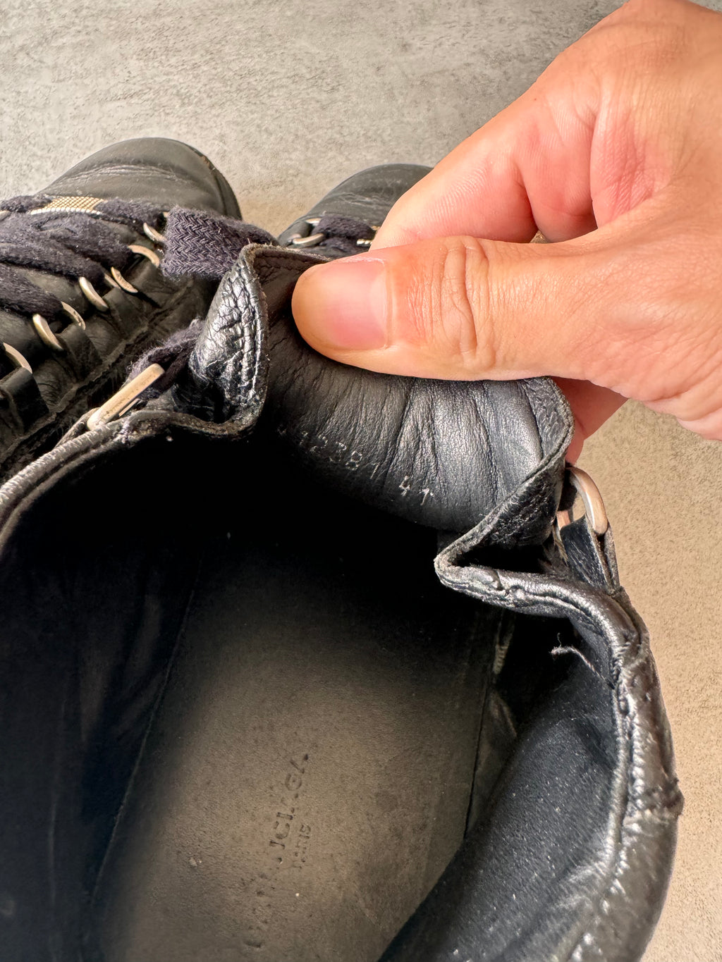 Balenciaga Arena High Black Cracked Leather Sneakers