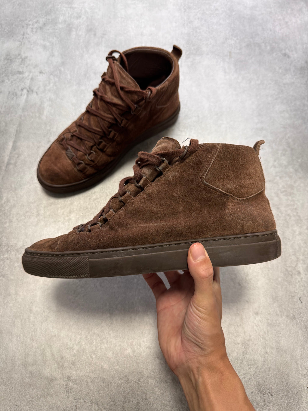 Balenciaga Arena High Brown Suede Leather Sneakers
