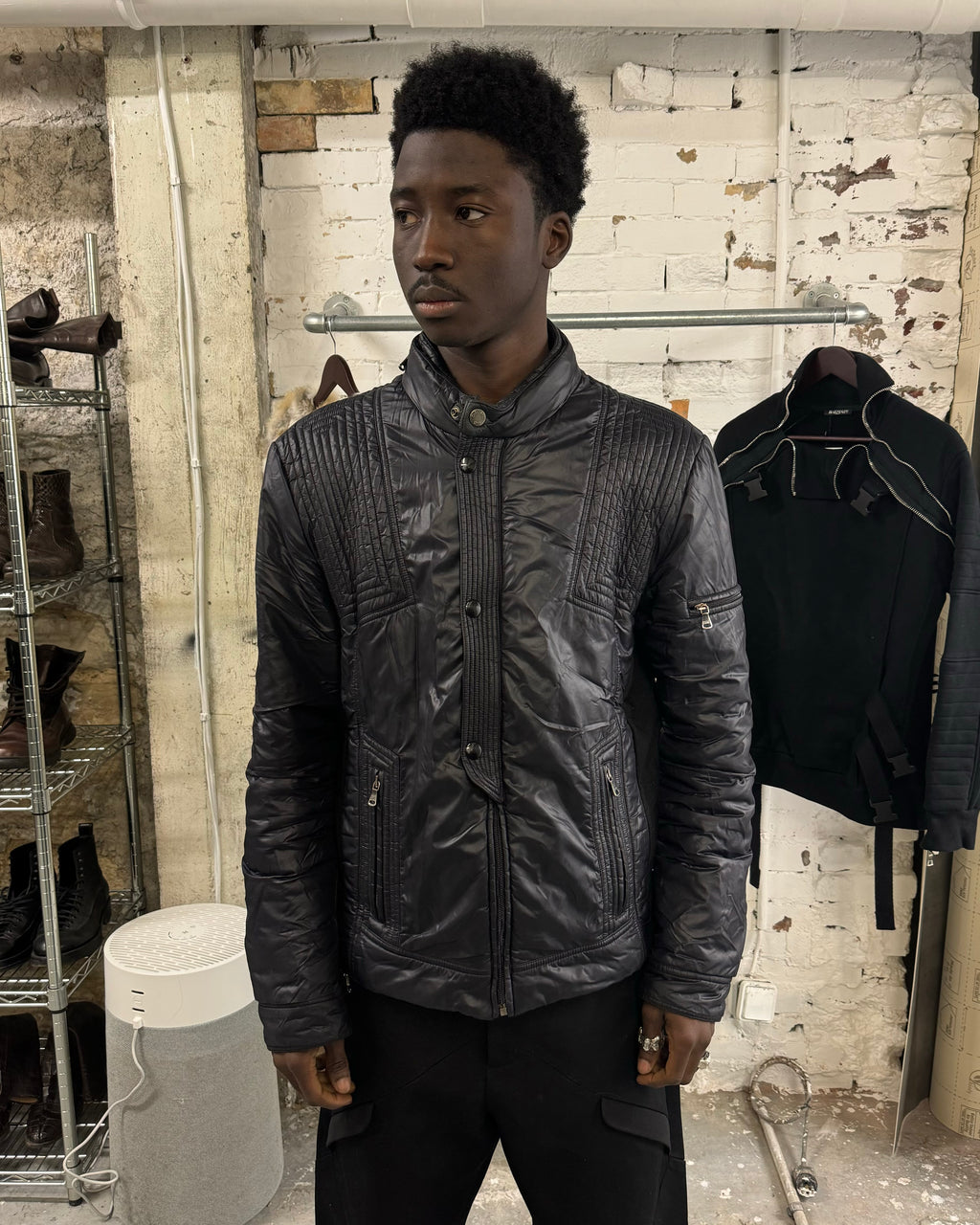 2000s Dolce & Gabbana Navy Puffer Biker Boosted Jacket (L) - 2